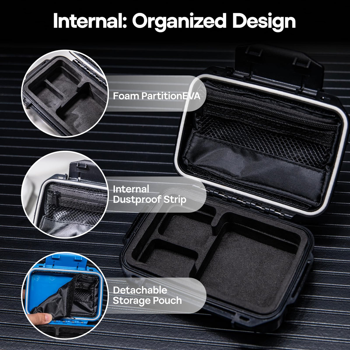 Linsoul Kiwi Ears SONICAP Waterproof Earbud Case,Hard Protective IEM Storage Box with EVA Lining,Hard Carrying Bag for Headphones,Earphone,Travel Carrying Case Fit for ZS10 Pro,Zero:2,EW300 (Black)