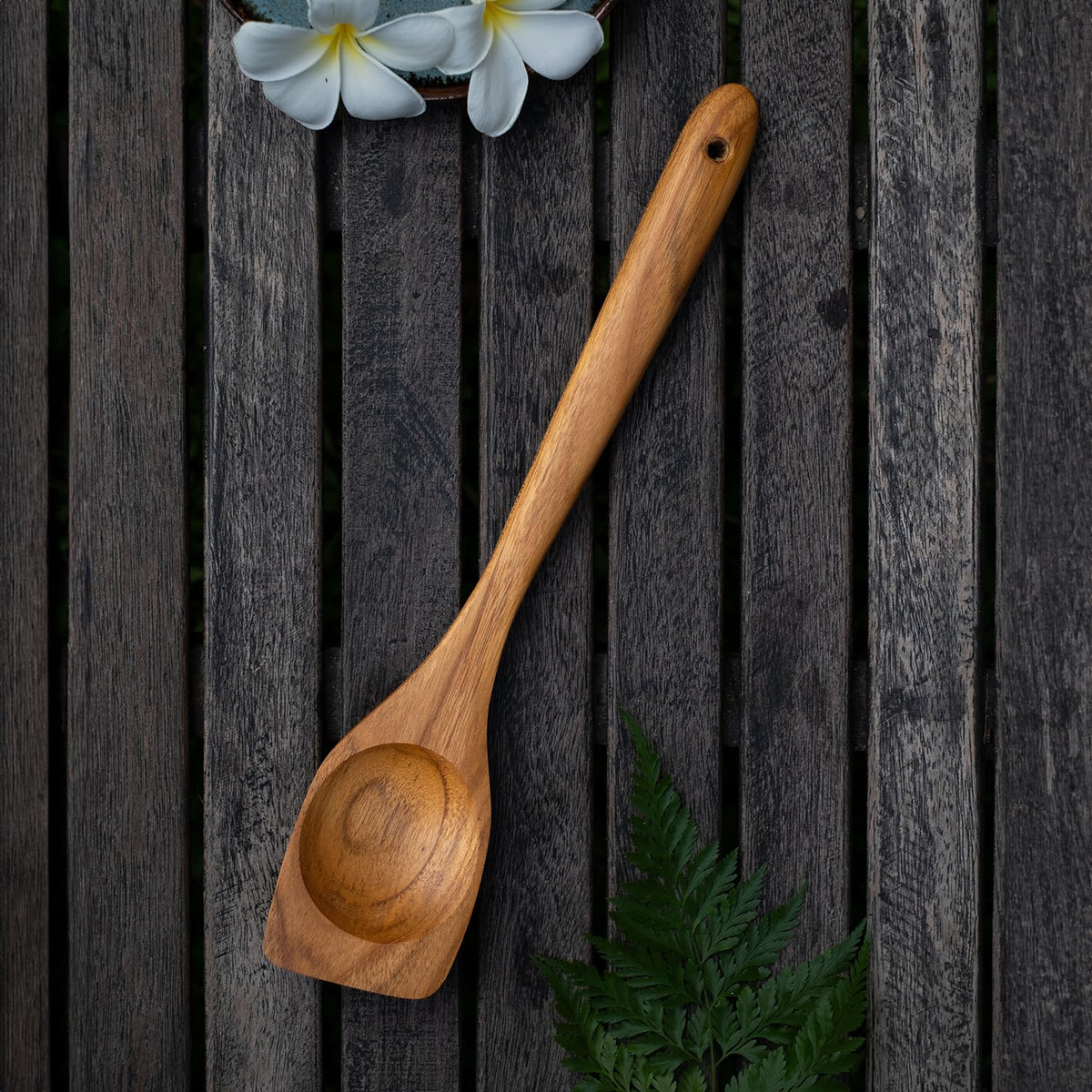 FAAY Right Hand Chopper, Wooden Spoon - Spatula, Break Up Ground Beef Utensils Made from High Moist Resistance Teak Wood for Non Stick Cookware. (Right Hand Chopper)