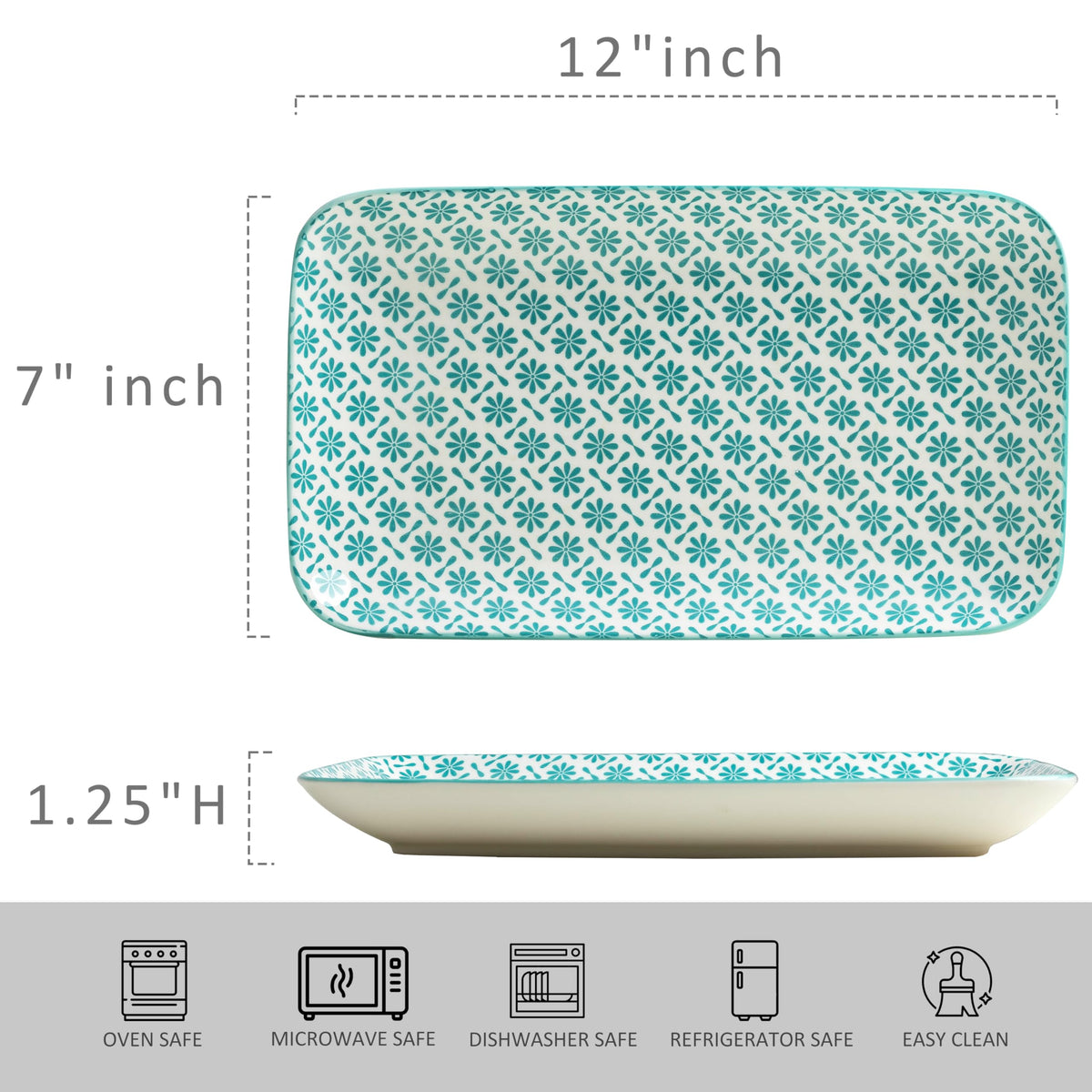 LEHAHA Ceramic Serving Platter, 12 x 7 inch Serving Trays for Party, Rectangular Serving Trays for Entertaining, Excellent Trays for Serving Food,Fruit,Cakes,Appetizers-Set of 4