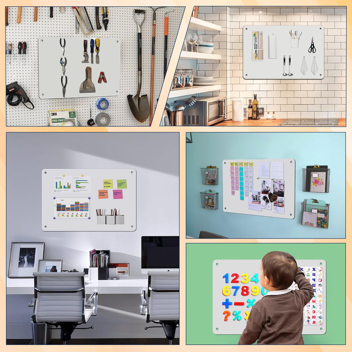 2Pack Magnetic Board 17.5" x 11.4" Magnet Bulletin Board is Suitable for displaying Notes, Photos,Magnetic Letters,Suitable for Walls, refrigerators, cabinets, etc
