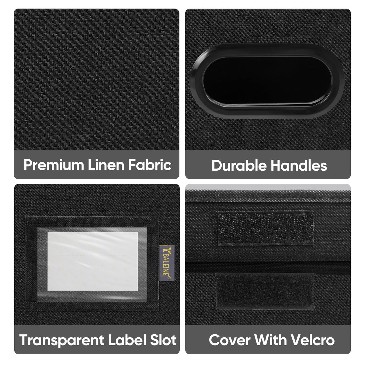 BALEINE File Organizer Box with Lid, Collapsible File Folder Organizer with Plastic Slide, Hanging File Folder Box for Office Document Storage (1 Pack, Black)