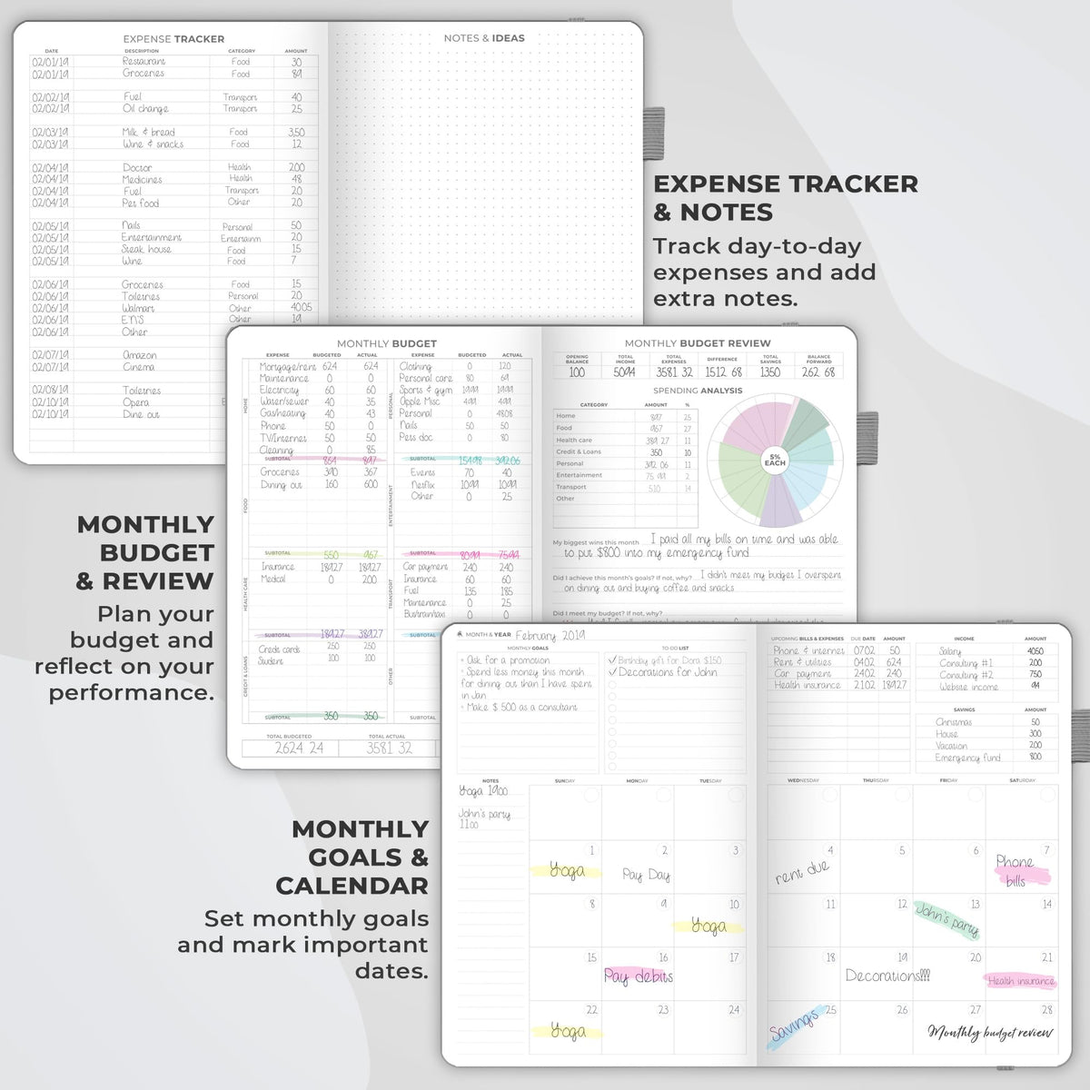 Clever Fox Budget Planner Pro - Financial Organizer + Cash Envelope Budget System. Monthly Finance Journal, Expense Tracker & Personal Account Book. Undated - Start Anytime. (7''x10'') – Gray