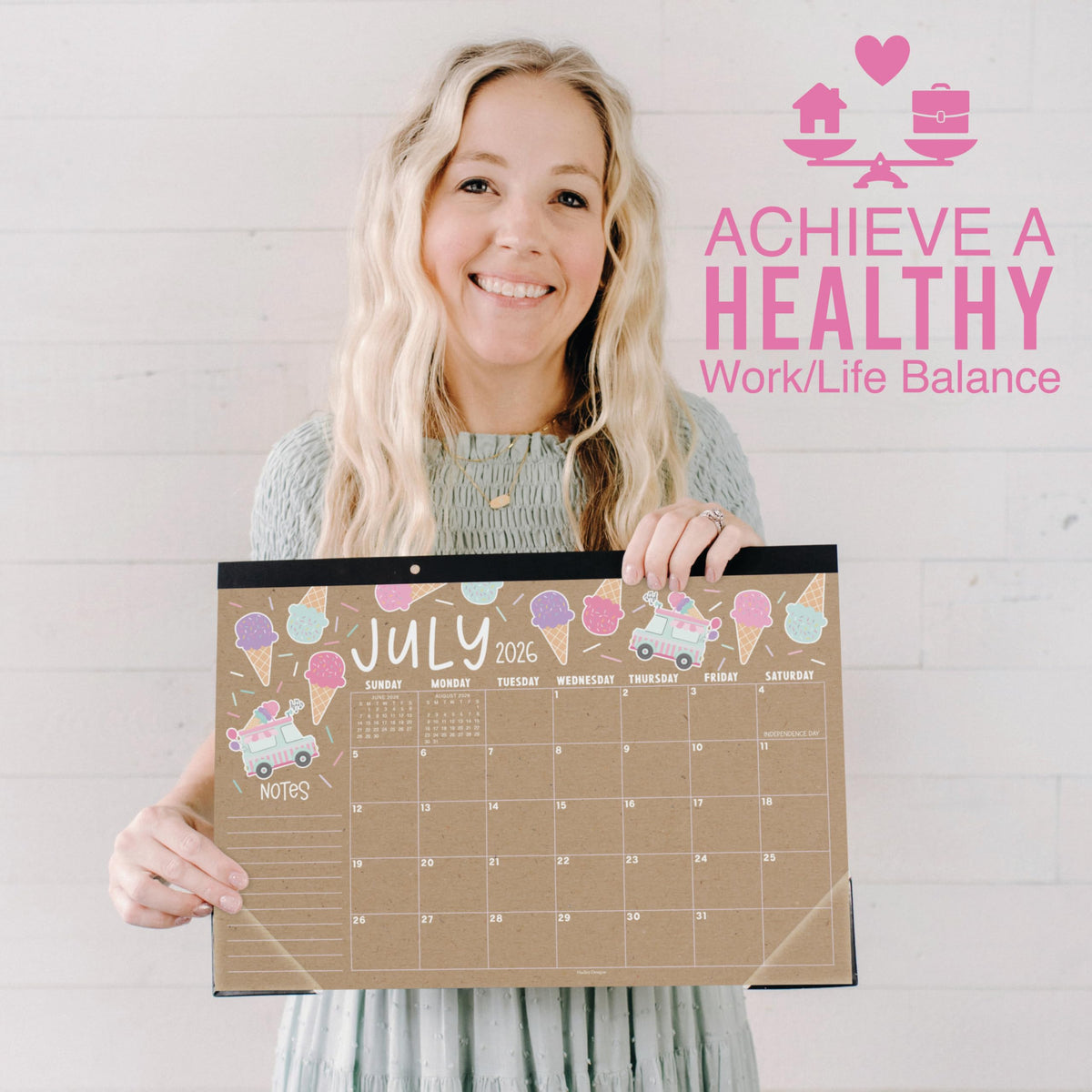 Hadley Designs Large Teacher Desk Calendar 2026-2027 - Desktop Calendar 2026, 18-Month Desk Calendars for Home, Office & Classroom, Cute Classroom Must Haves, Teacher Appreciation Gifts