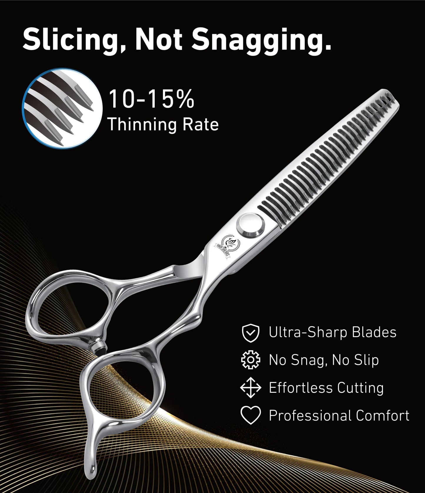 Fenice Peak 6 Inch 29 Teeth Professional Hair Thinning Scissors, VG10 Japanese Steel Texturizing & Blending Shears for Barbers, Salon Stylists & Home Use, CNC Precision Sharpened