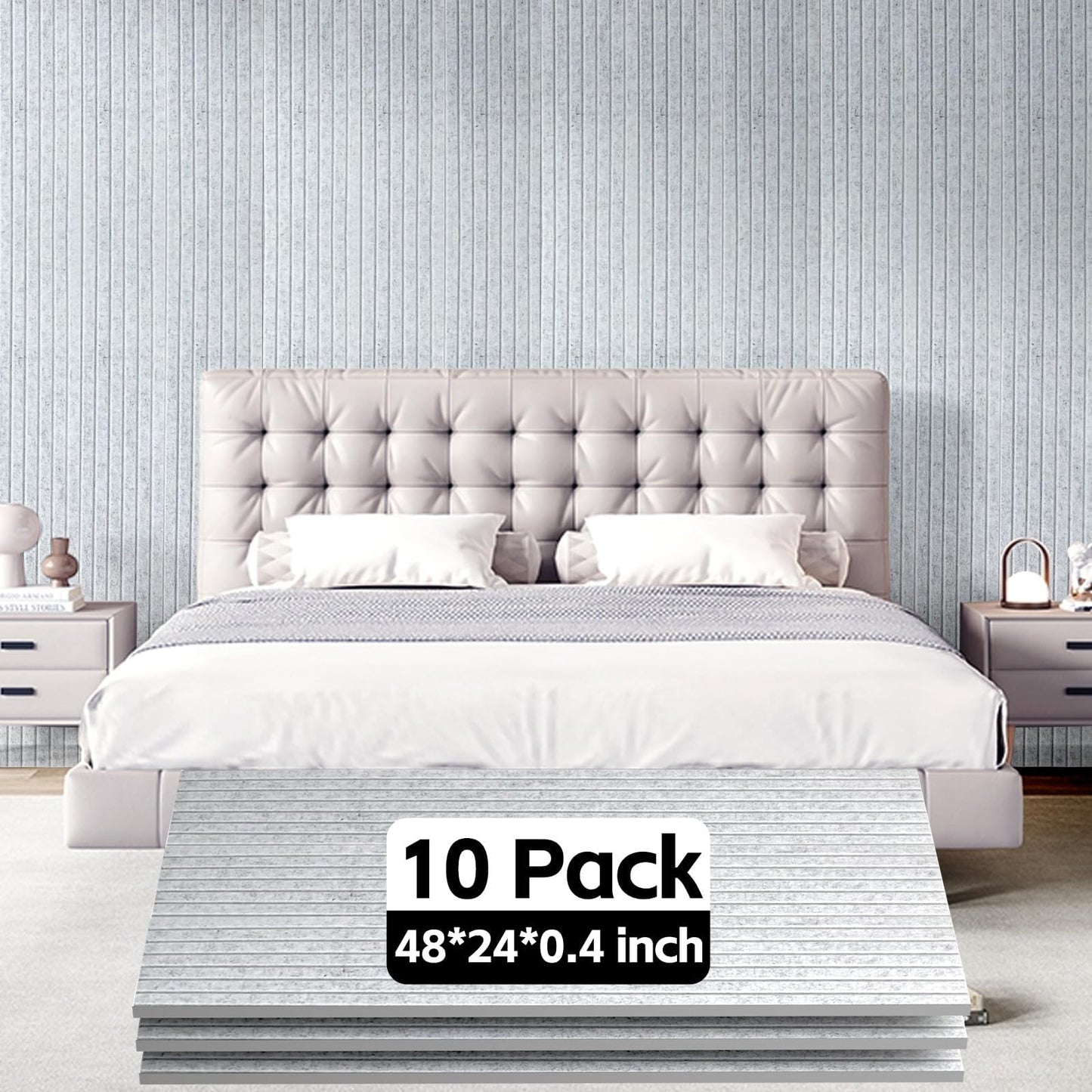10Pack Large Acoustic Panels, 48x24x0.4 inch Sound Proof Panels for Walls, Self-Adhesive Sound Panels Noise Reducing for Walls, Acoustic Wall Panel for Home Studio Office Gym & Commercial Spaces(Grey)