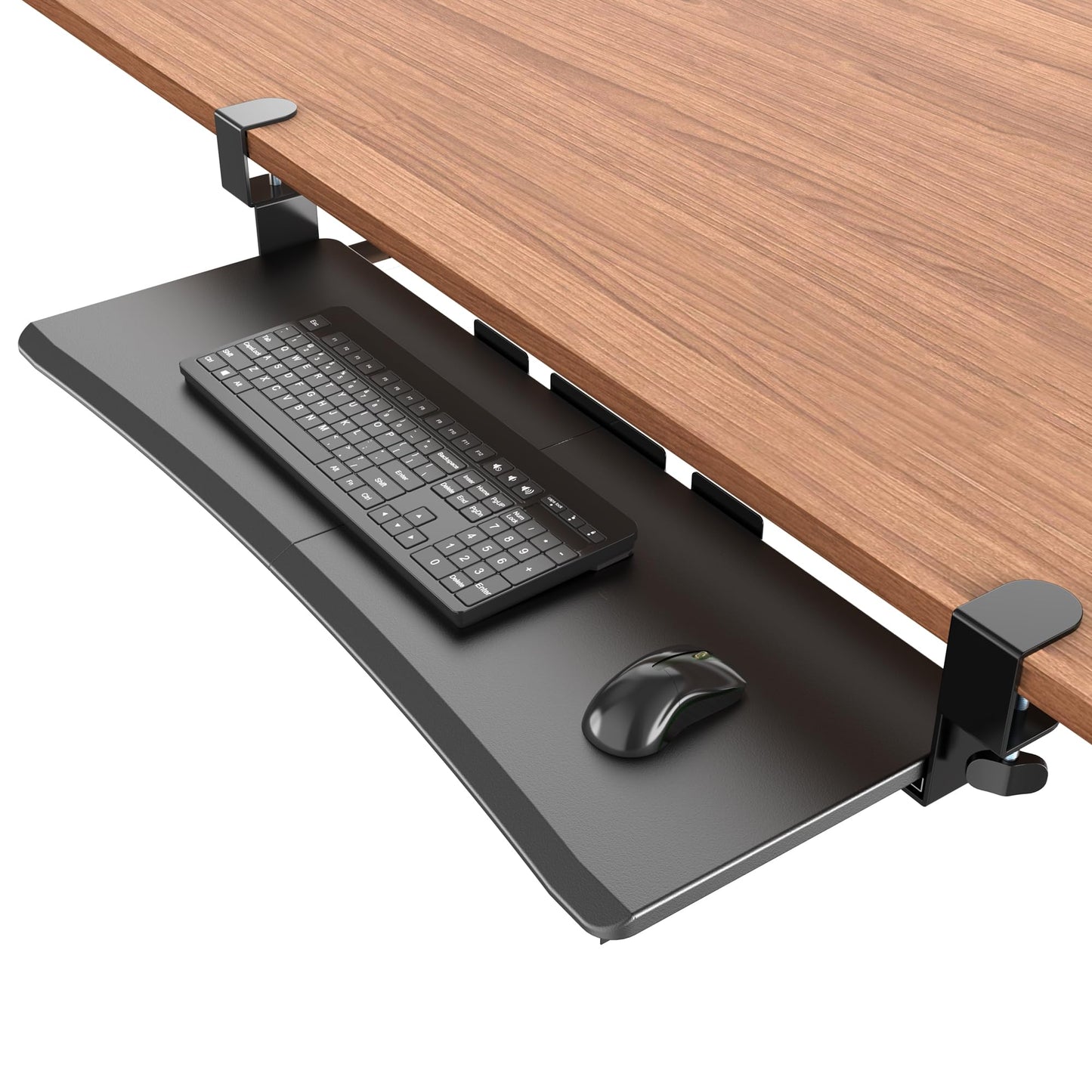 UPGRAVITY Large Keyboard Tray Under Desk - Slide Out with Sturdy C-Clip Mount System, 27 (31.2 Including Clamps) X 11.81 Put-Out Keyboard Tray Computer Drawer for Ergonomic Typing, Black