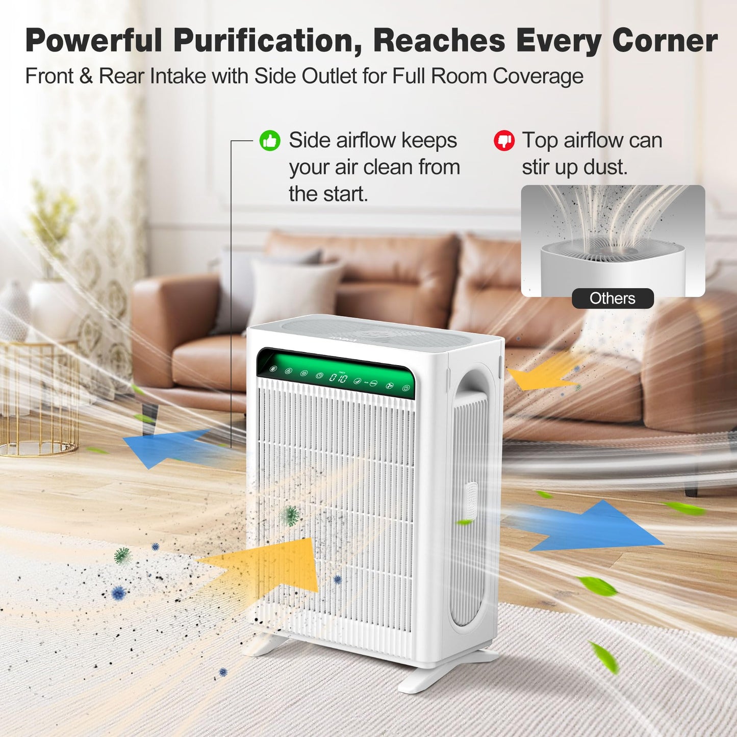 KNKA Air Purifier for Home Bedroom Large Room Up to 1,695 Ft² in 1 Hr, HEPA Air Cleaner with Washable Pre-Filter, AHAM VERIFIDE, AQI Display, ECO Mode, Pet Mode for Pets, Dust, Pollen, APH4000