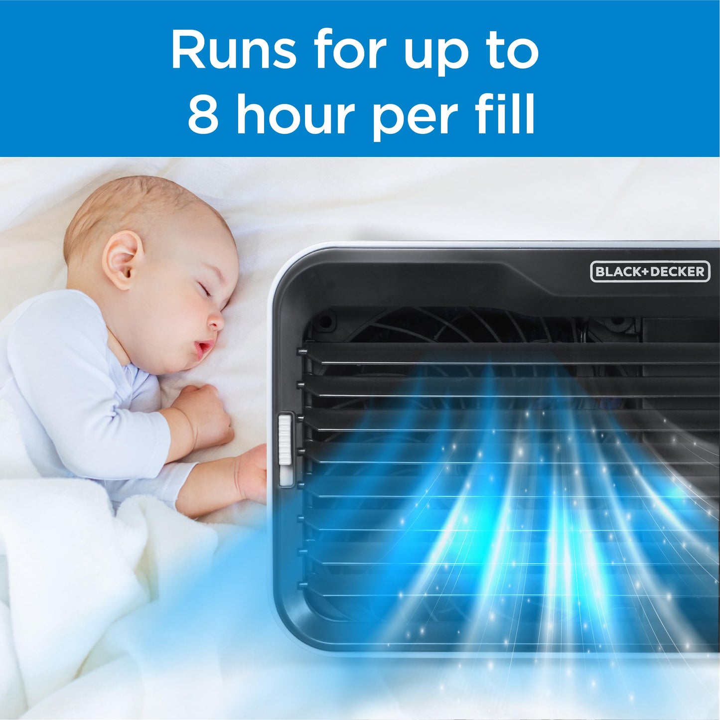 BLACK+DECKER Desktop Air Cooler, Personal Portable Fan with 3-Speeds, Evaporative Air Cooler with 0.5L Water Tank, Air Cooler Fan for Desk, Home, Office, Bedroom, and more, BDMC10B, Black