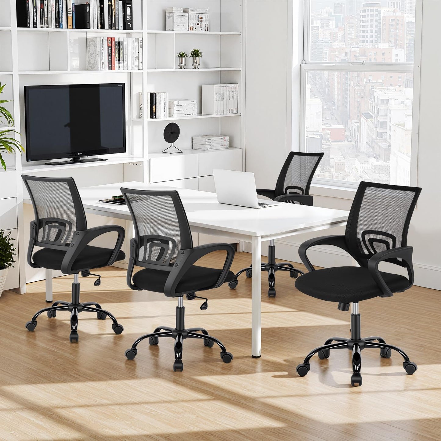BestOffice Office Chair Ergonomic Cheap Desk Chair Mesh Computer Chair Lumbar Support Modern Executive Adjustable Stool Rolling Swivel Chair for Back Pain (Black)
