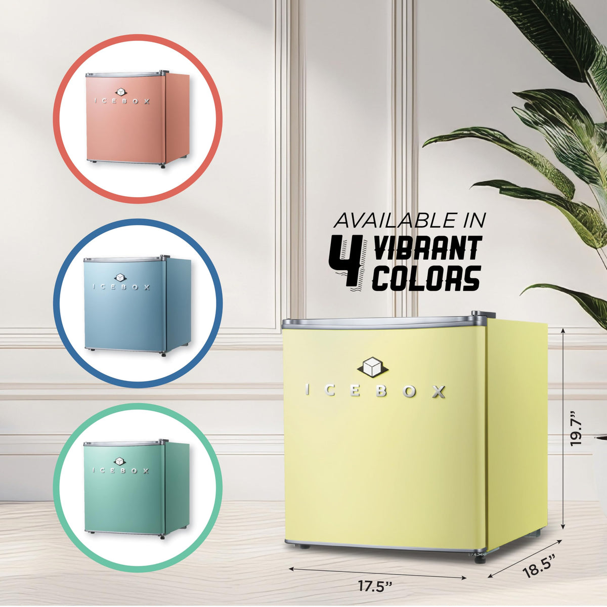 ICEBOX 1.7 Cu. Ft. Compact Refrigerator, ENERGY STAR Certified Small Refrigerator, Single Door Mini Fridge with Chiller Compartment, R600a Refrigerant, IBCR17SUN, Sun Yellow