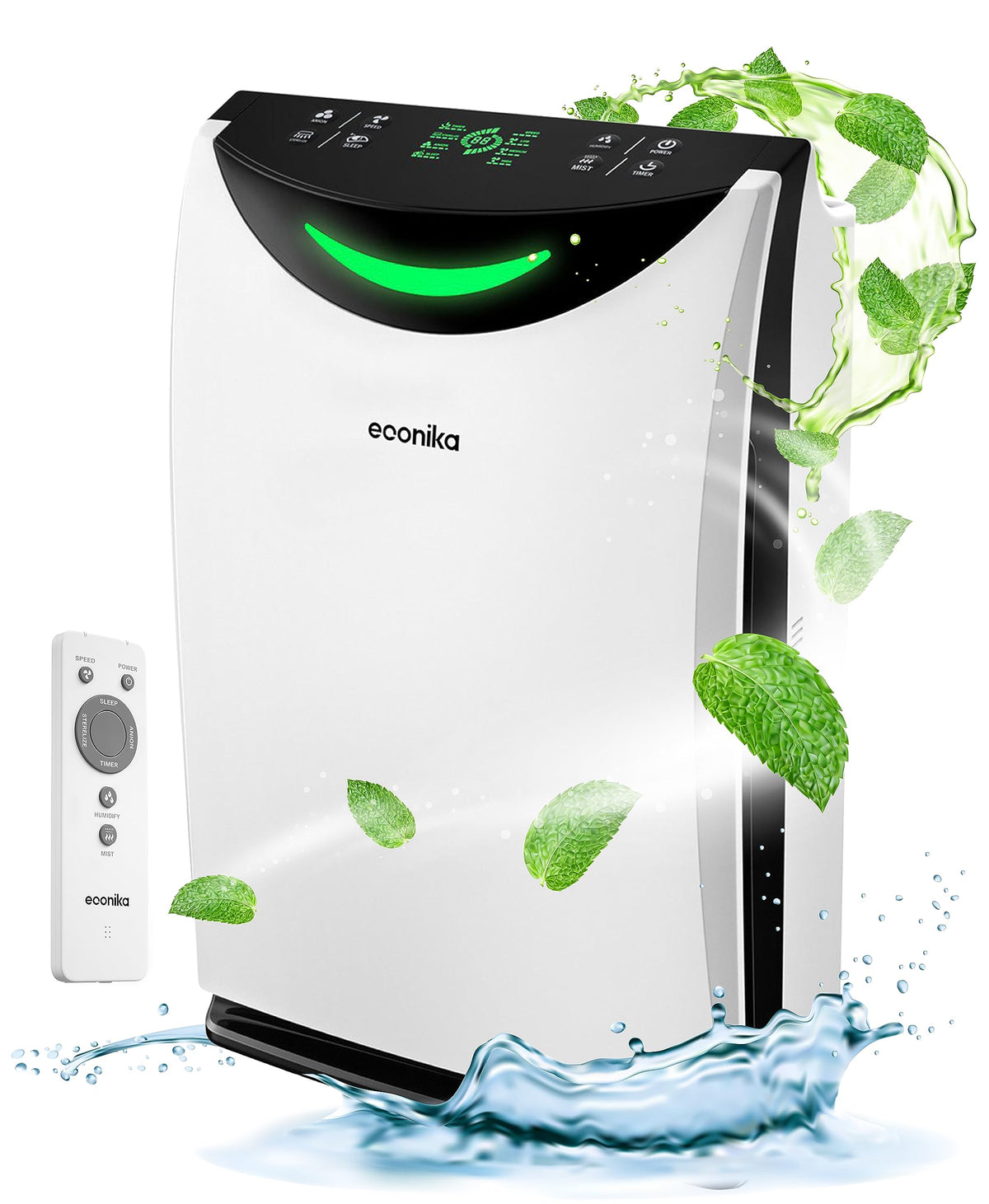 4 in 1 Humidifier and Air Purifier in One Large Room HEPA Air Purifier Humidifier Combo with UV Light, Whole House Large Room Cleaner Up to 1,035 Sq Ft