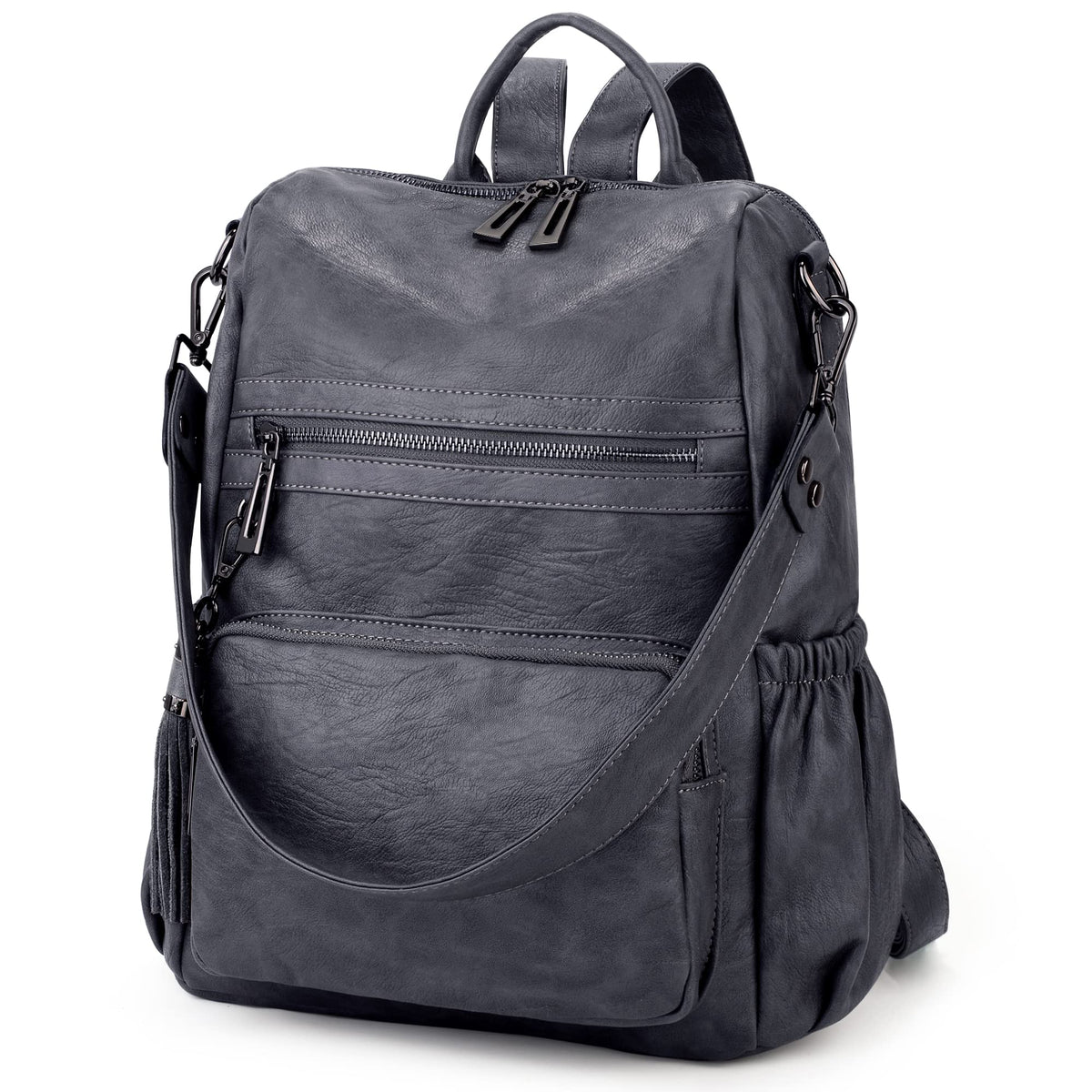 UTO Women Backpack Purse Leather Vegan Ladies Fashion Designer Rucksack Convertible Travel Shoulder Bag with Tassel