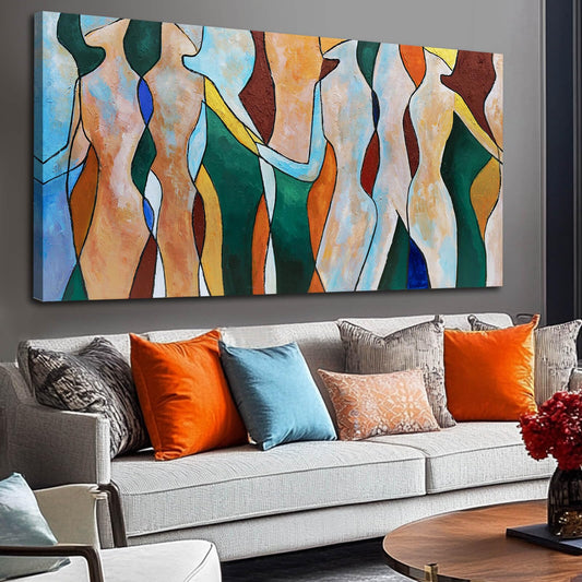 Abstract Human Figure Wall Decor Modern Artwork for Office Geometric Color Block Wall Art for Living Room Framed Art Prints for Bedroom 24x48 Inch