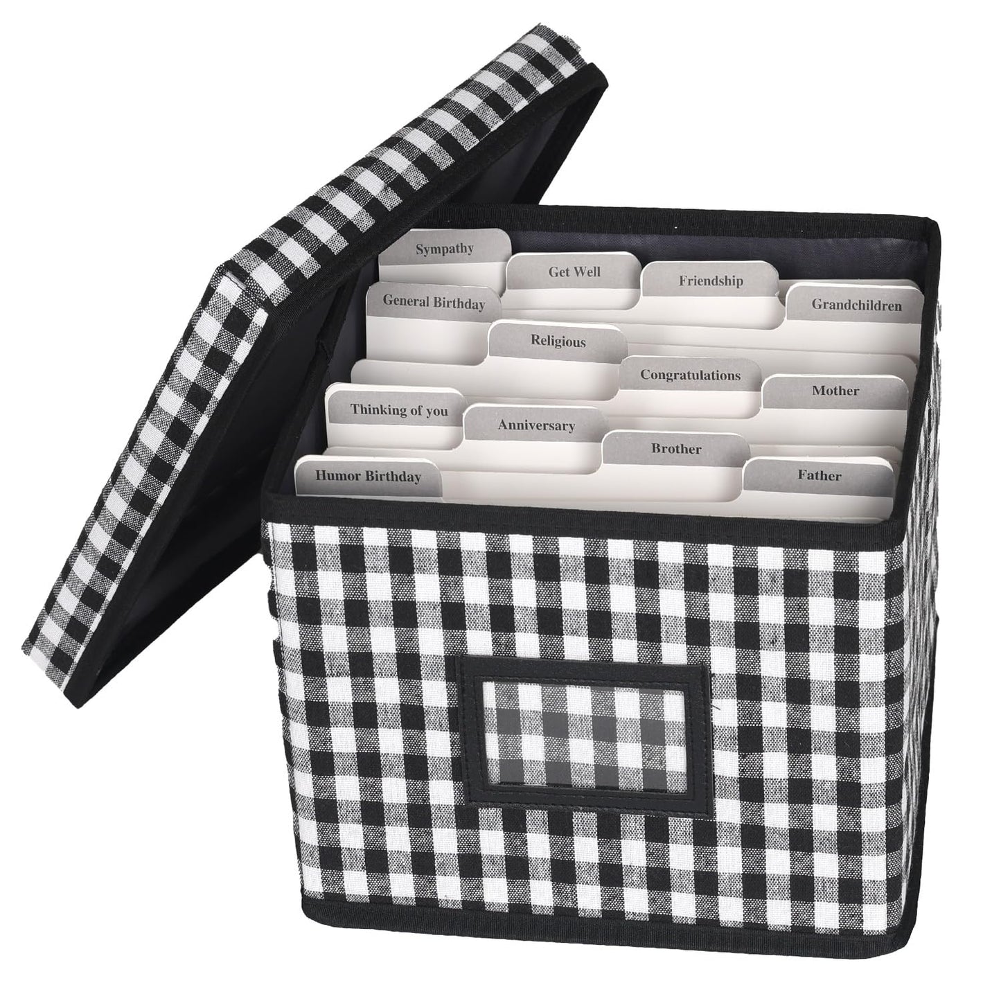 Lukeline Greeting Card Organizer and Storage Box with 15 Adjustable Dividers, Stores 140+ Cards, Suitable for Storing Greeting Cards, Envelopes, Stickers, Photos, Notecards and More