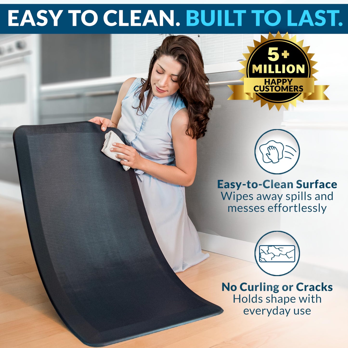 ComfiLife Anti Fatigue Floor Mat – 3/4 Inch Thick Kitchen Mats for Floor, Standing Desk Mat, Kitchen Rug – Comfort at Home, Office – Durable – Stain Resistant – Non-Slip Bottom (20" x 39", Black)