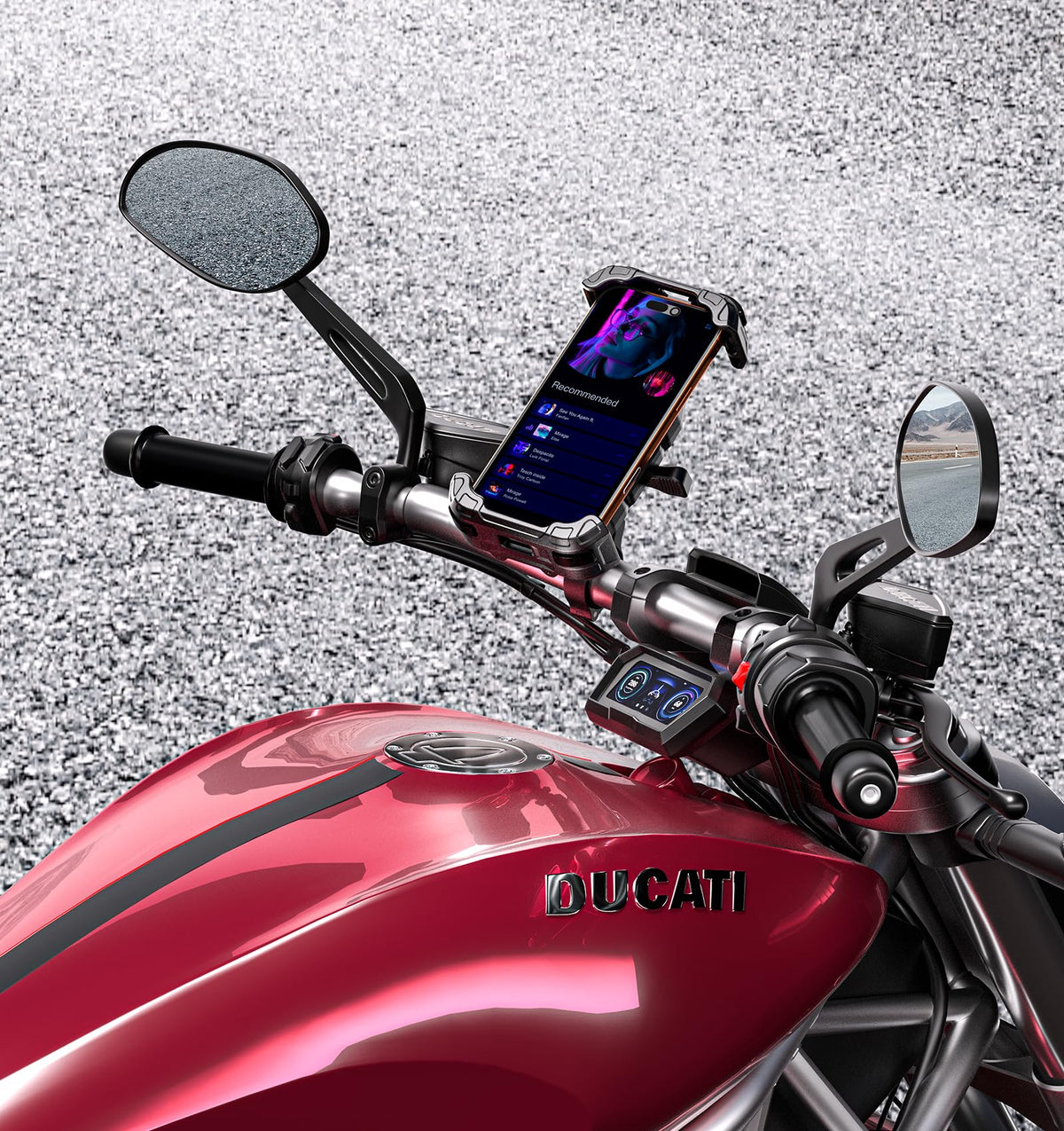 VAZESWIN Motorcycle Phone Mount [Secure Lock] One-Handed Operation Motorcycle Cellphone Holder, Bicycle Scooter Handlebar Clamp, Bike Phone Mount with Aluminum Alloy Base Fit for 5.4"-7.2" Smartphone