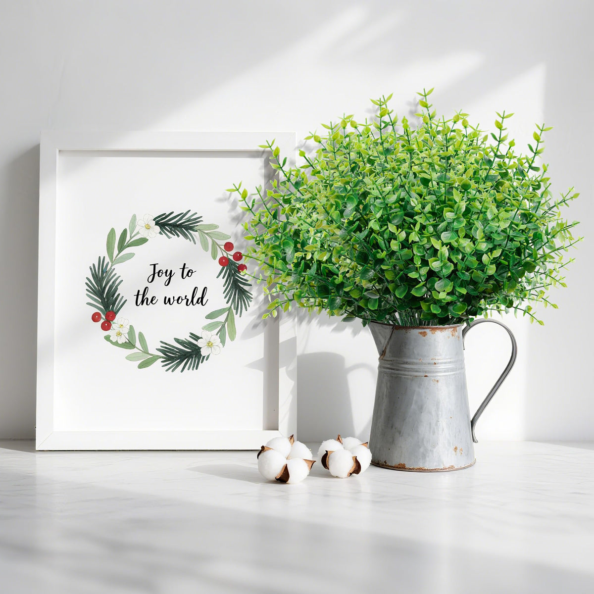 petalyn Faux Greenery Stems Plastic Artificial Boxwood, 20 Bundles Faux Boxwood Shrubs Outdoor Artificial Greenery UV Resistant for Farmhouse Office Garden Wedding Window Patio Porch Home Decor