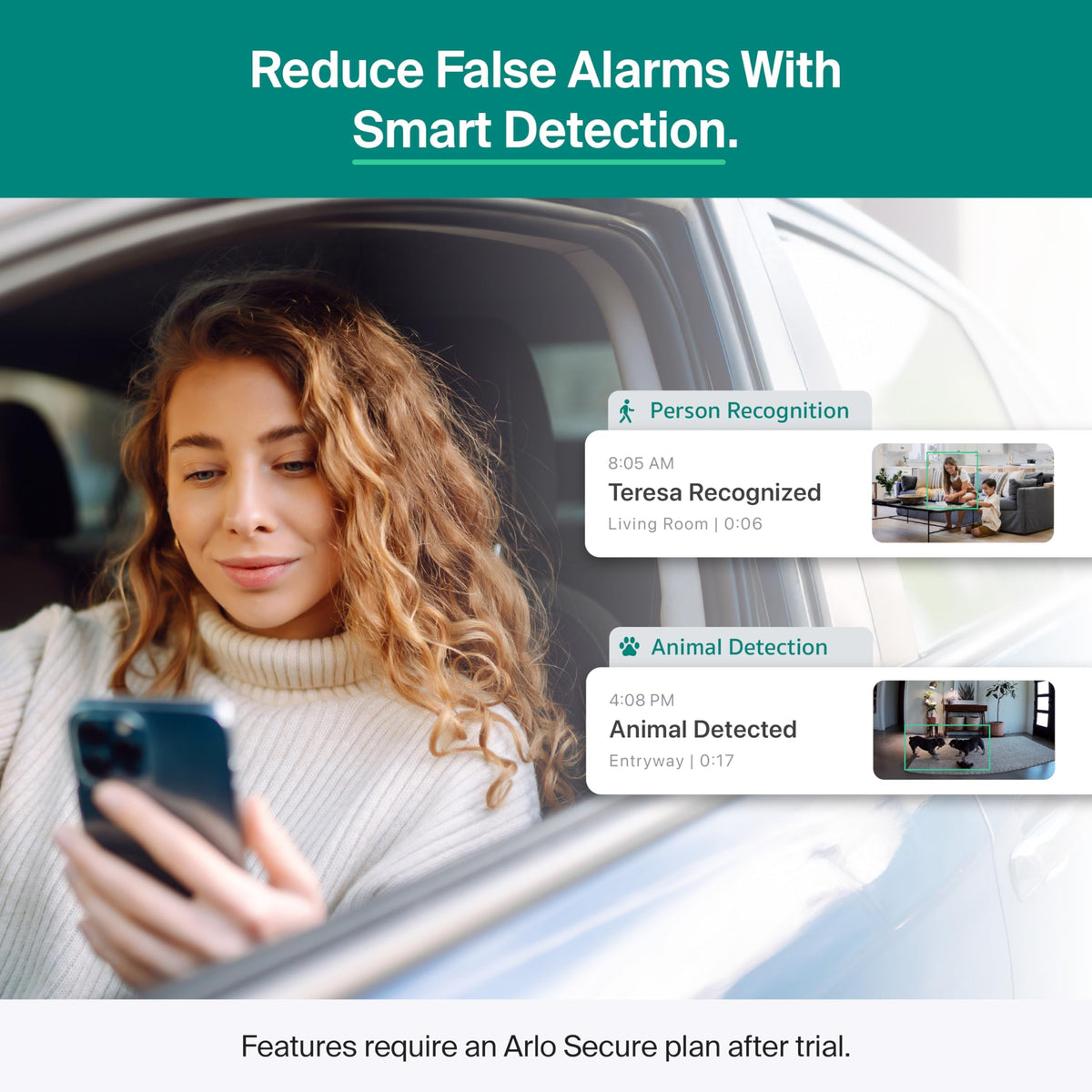 Arlo Essential Indoor Pan Tilt Security Camera 2K (2025 Release) + 6 Months of Secure Plus Plan - Wired Plug-in Power, Person Recognition, Animal Detection, Auto Motion Tracking, 1 Cam, White