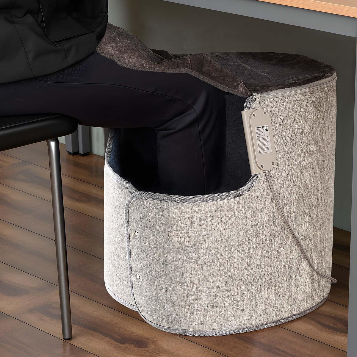 VEVOR Under Desk Space Heater,Rollable Foot Warmer Portable for Home&Office,Timer & Secure,Quiet for Legs,Ankles,Touch&Remote Control Personal Electric Round Surround Warming Pad,Over-Heat Protection
