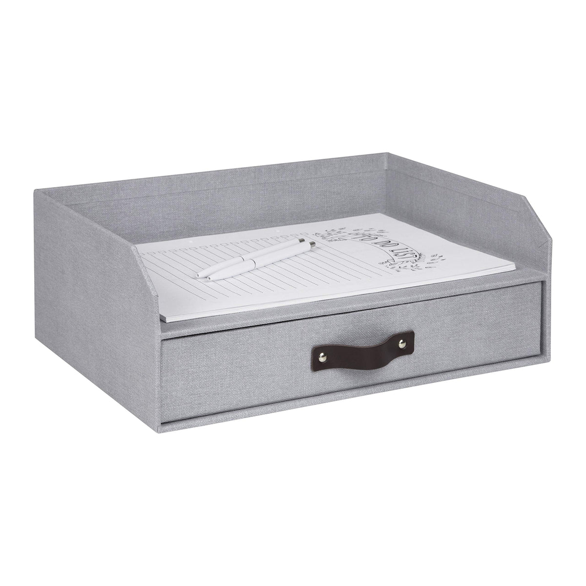 Bigso Box of Sweden Walter Letter Tray for A4 or Letter Size Documents - Paper Tray Organizer for Desk with Storage Drawer and Stable Rubber Feet - 13.1in x 10in x 5.2in - Ash