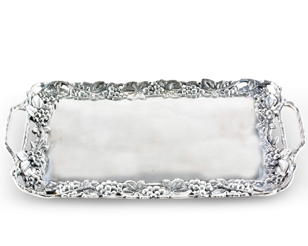 Arthur Court Designs Metal Aluminum Grape Decorative Serve Ware Serving Tray/Platter 21 inch x 10 inch