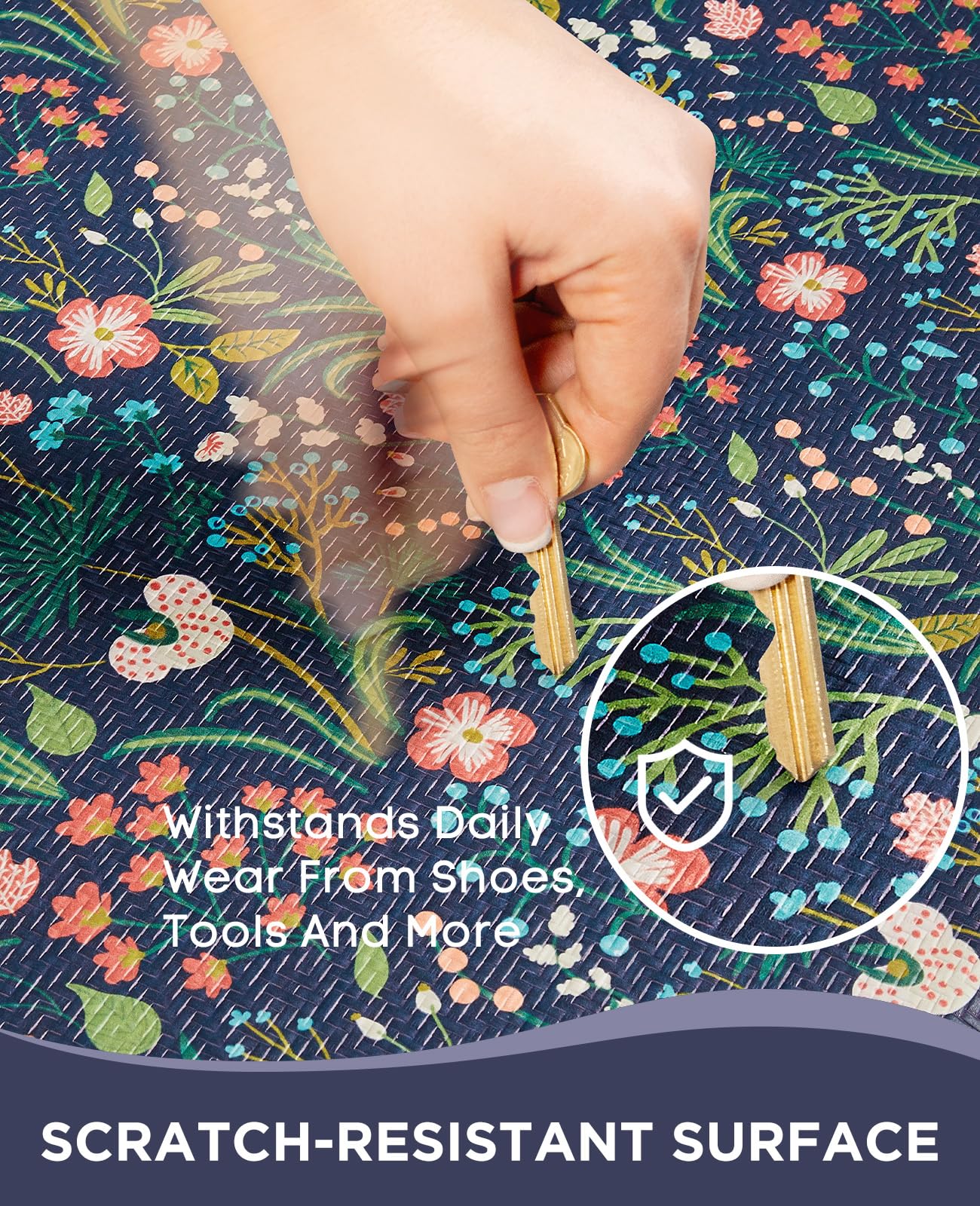 Ophanie Kitchen Mats for Floor, 3/4 inch Thick, 17x28 Anti Fatigue Cushioned Mat, Kitchen Rugs, Waterproof, Comfort Ergonomic Standing Mat for Office, Home, Sink, Blue Flower Non-Slip Ridged Bottom