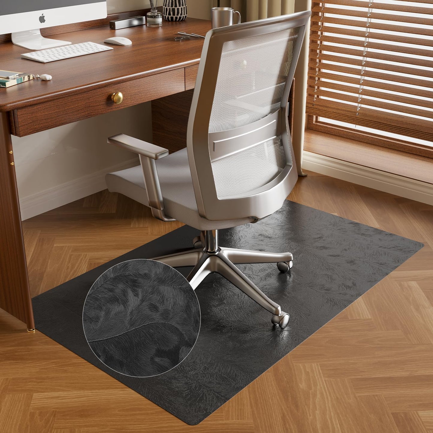 30" x 48" Office Chair Mat for Hardwood Floor, Durable PVC Floor Protector, Black Plastic Mat for Rolling Chairs, Heavy Duty Under Desk Mat for Hard Surfaces