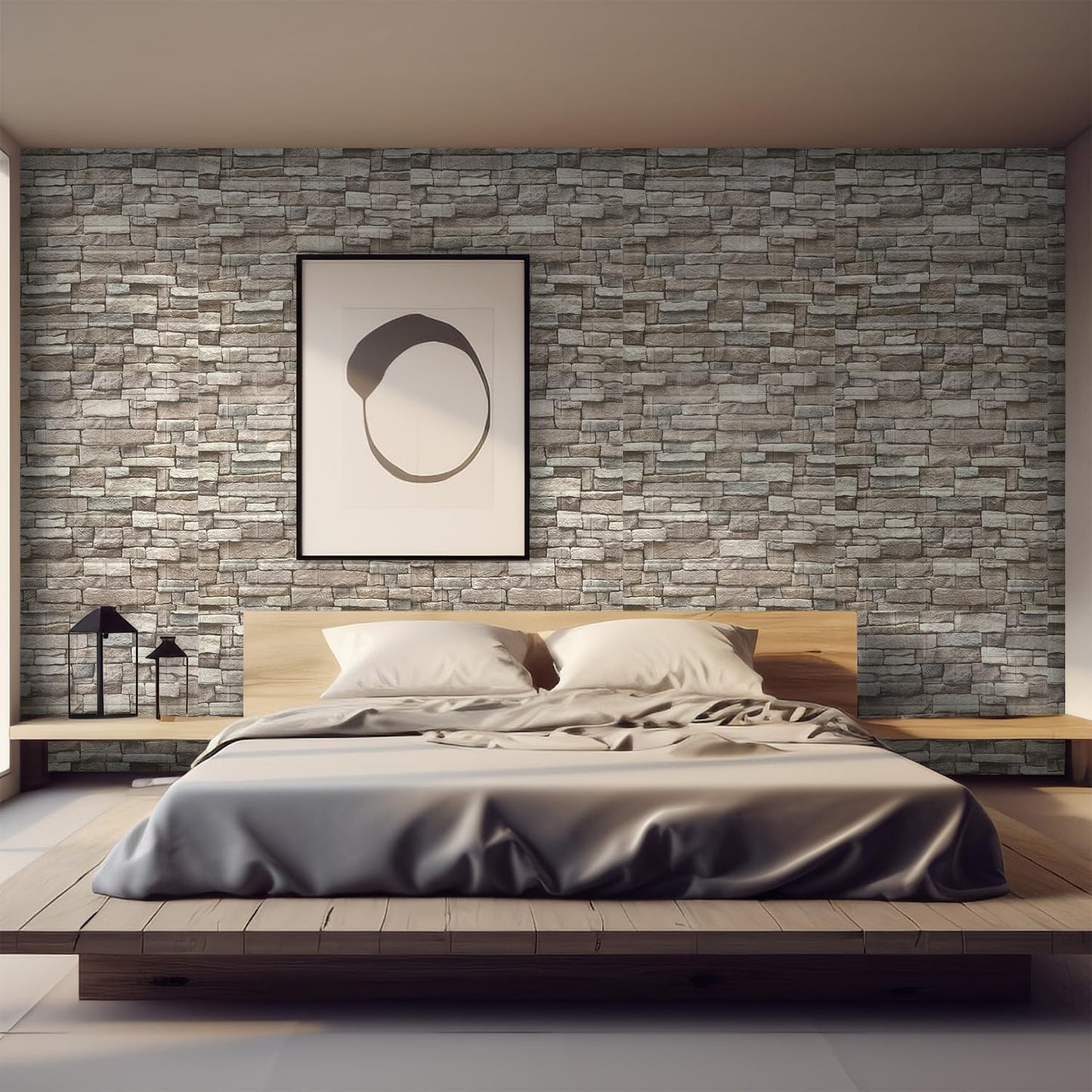 Yutianli 10PSC 3D Wall Panels Peel and Stick Faux Brick Wall Panels Self-Adhesive 3D Brick Wallpaper Foam Stone Wall Panel