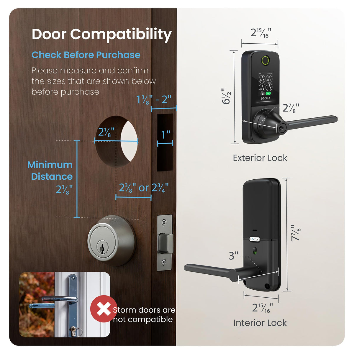Lockly Secure Pro Smart Lock with Handle - Biometric Fingerprint & Patented Anti-Peep PIN Genie Keypad, Built-in Wi-Fi Keyless Entry Door Lock, App Remote Control, Works with Alexa & Google Assistant