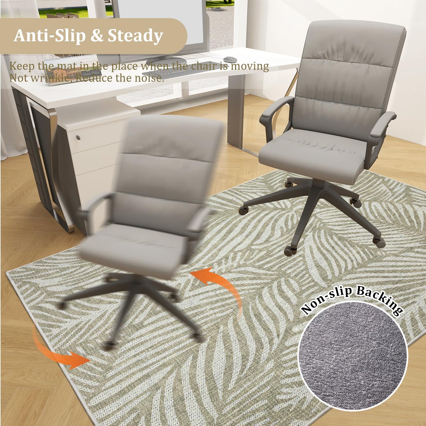 Office Chair Mat for Hardwood Floor, 60"x45" Easy Glide Computer Desk Mat Protector for Rolling Chair Under Desk Rug Nonslip Backing, Machine Wash, (Modern)
