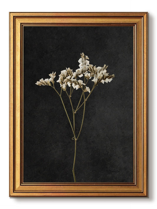 Vintage Gold Framed Wall Art, Retro Dark Dried Flower Paintings, Moody Floral Pictures Wall Decor, Victorian Canvas Prints, Botanical Artwork for Living Room Bedroom Home Decor, 12x16 Inch
