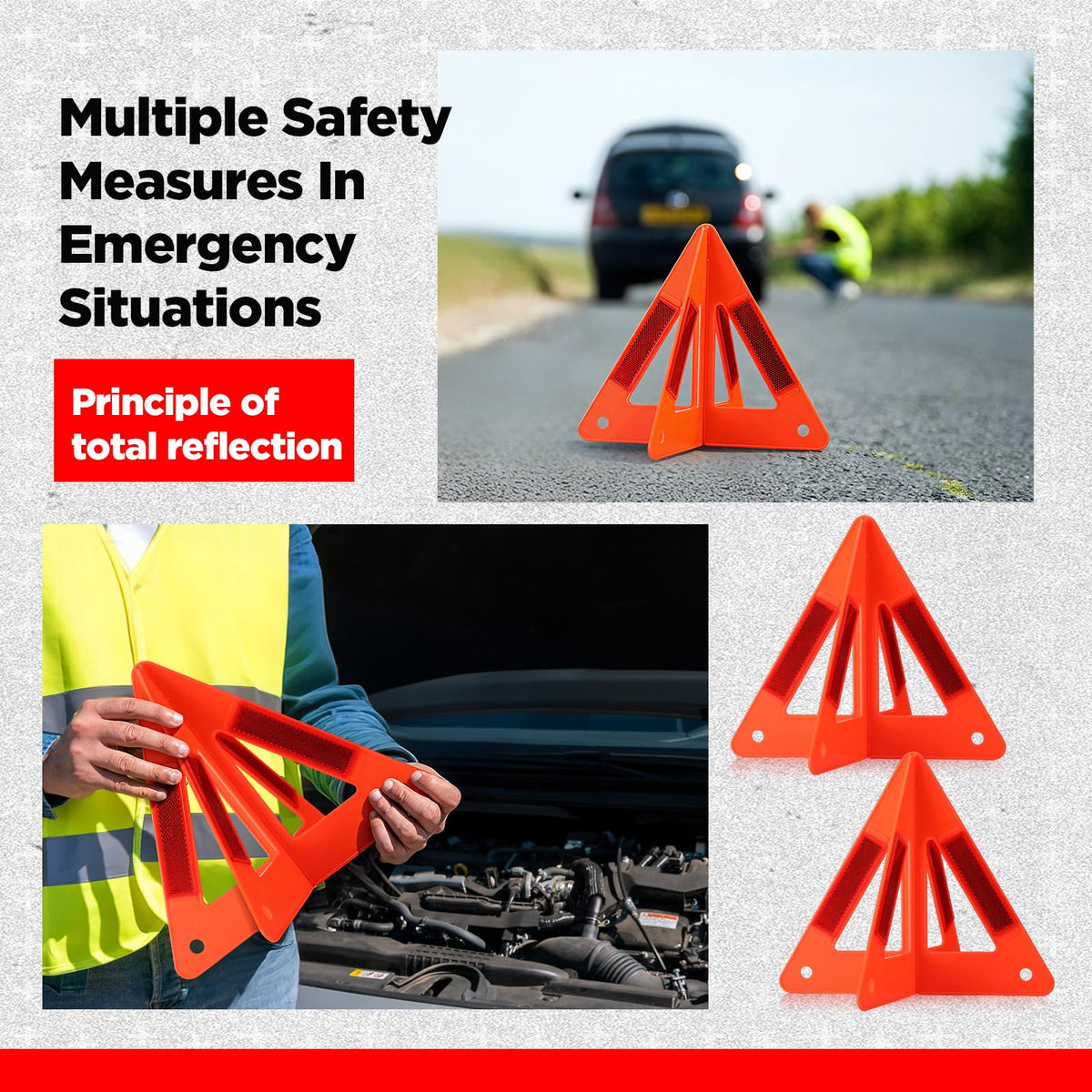 Relaxweex 15 Pcs Emergency Reflective Triangles Sign Foldable Warning Safety Triangles for Vehicle Kit Portable Reflector Roadside Tools Suitable for Cars Trucks Breakdown