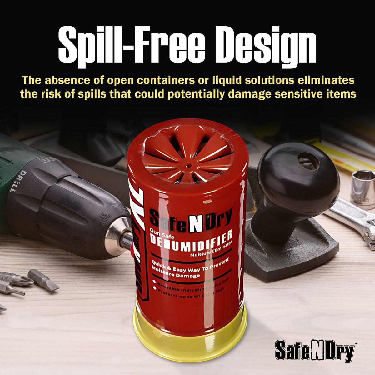 SafeNDry XL Gun Safe Dehumidifier - Portable Moisture Absorber, Prevents Corrosion, 450g Reusable Indicating Silica Gel Desiccant Canister for 60 Cubic Feet