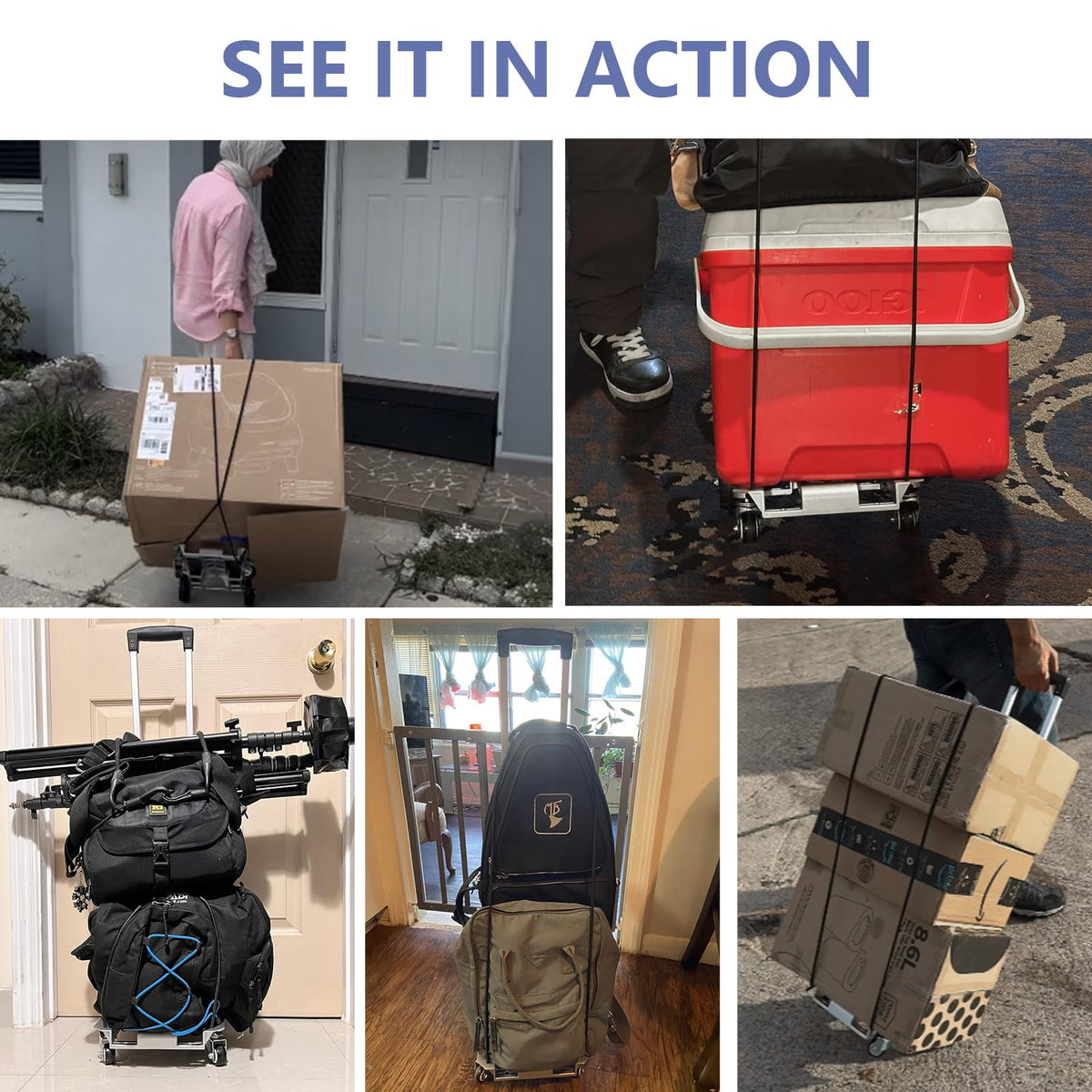 KEDSUM 270LBS Utility Luggage Cart with 4 Wheels, 100% Aluminum Hand Truck Dolly, Folding Hand Truck with Advanced Tank Wheels, Portable Dolly Cart for Luggage, Travel, Shopping, Office Use
