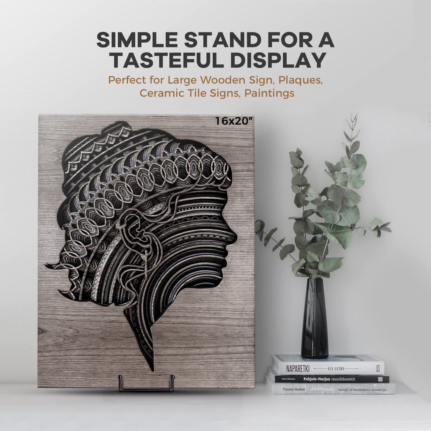 TR-LIFE 3 Pack 8 Inch Large Plate Stands for Display - Plate Holder Display Stand + Metal Frame Holder Stand for Picture, Book, Decorative Plate, Platter, Photo Easel