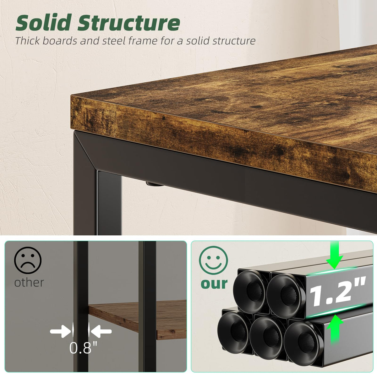 Simple Trending Side Table, End Table Night Stand, 3 Tiers Shelf for Living Room, Rustic Brown