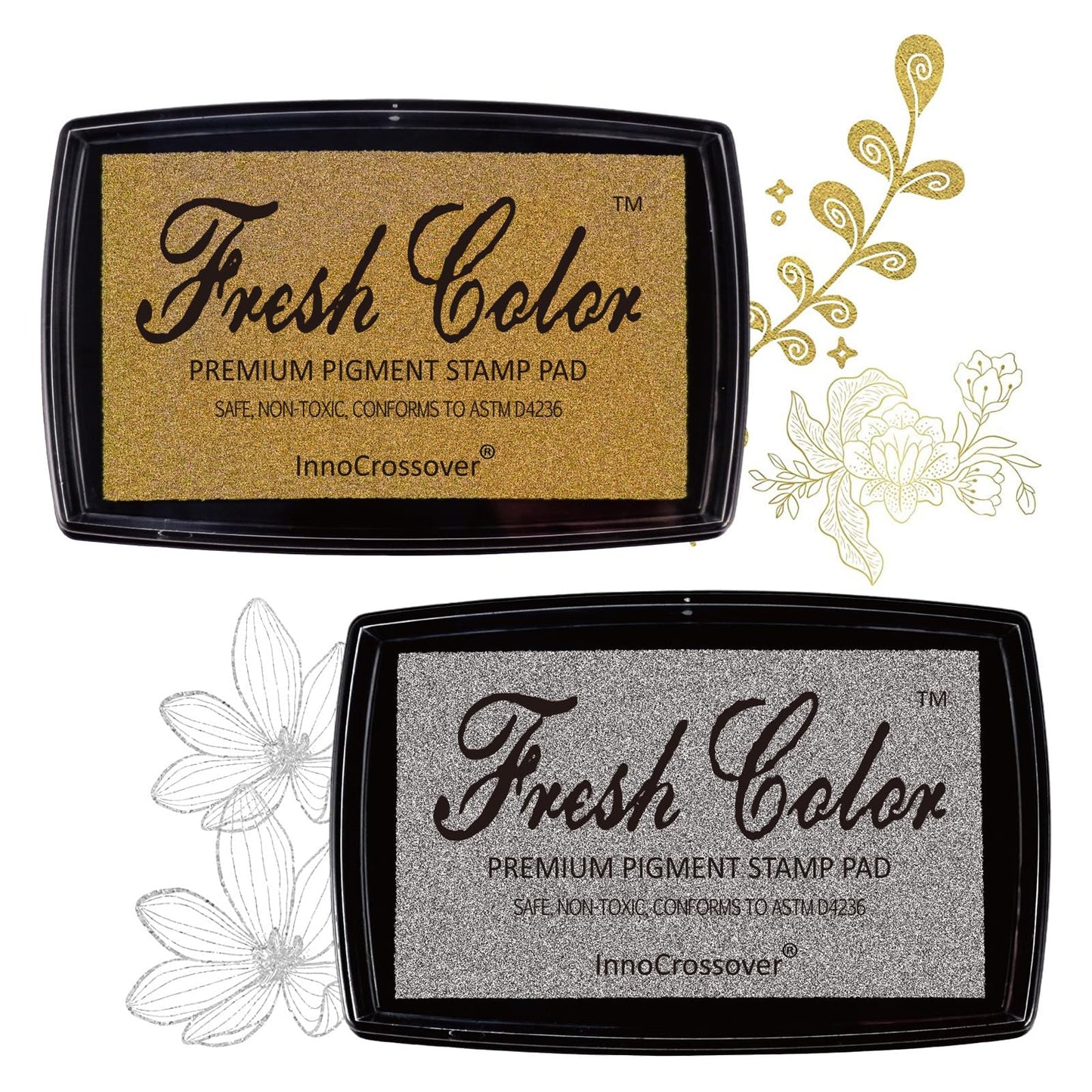 Stamp Pad, Ink Pads for Rubber Stamps, Wedding Card, Wedding Invitation, Stamps for Crafts, Scrapbooking Supplies, Card Making, Embossing Ink, Permanent Ink Pads, Non Toxic, Safe (Gold Ink Pad)