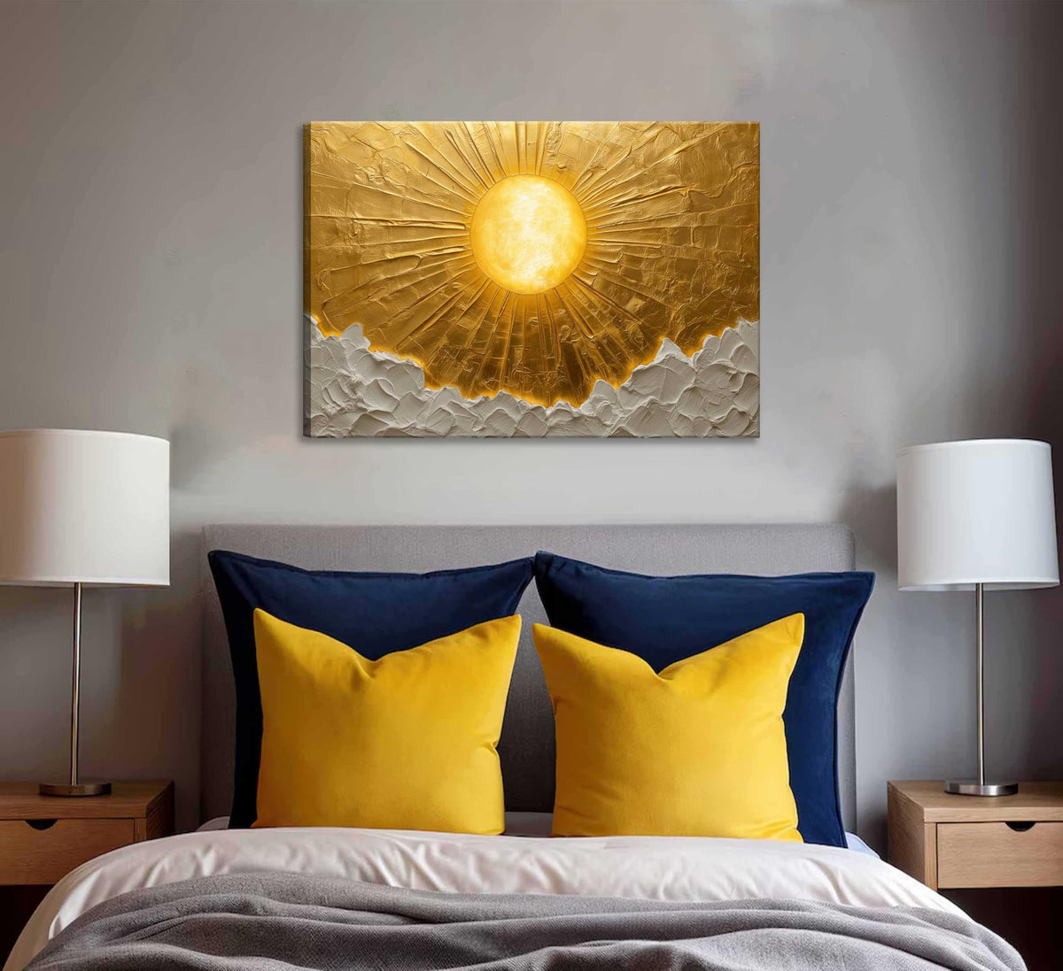 Boho Sun Canvas Wall Art Bohemia Minimalism Golden Abstract Sunrise Sunset Modern Luxury Painting Picture Wall Decor Poster Print Artwork for Living Room Bedroom Office Home Decoration