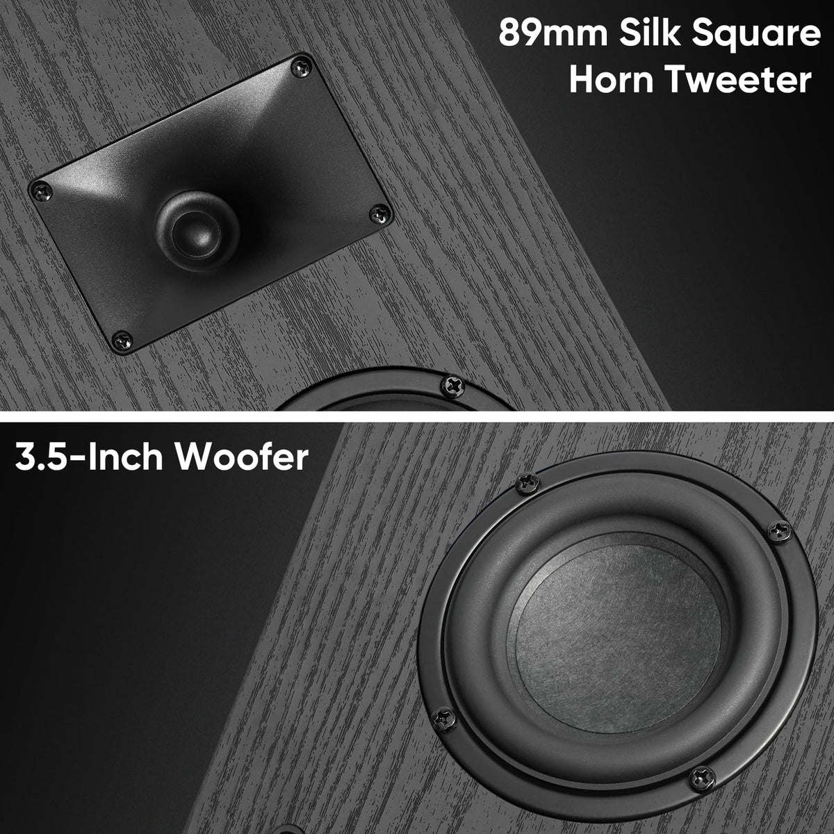 Saiyin On-Wall Speakers (Pair),Flexible Install Wall-Mountable Surround Speaker,4 Ohms,3.5-Inch Woofer with Horn Tweeter,2-Way Passive Speakers for Home Theater, Living Room,Office