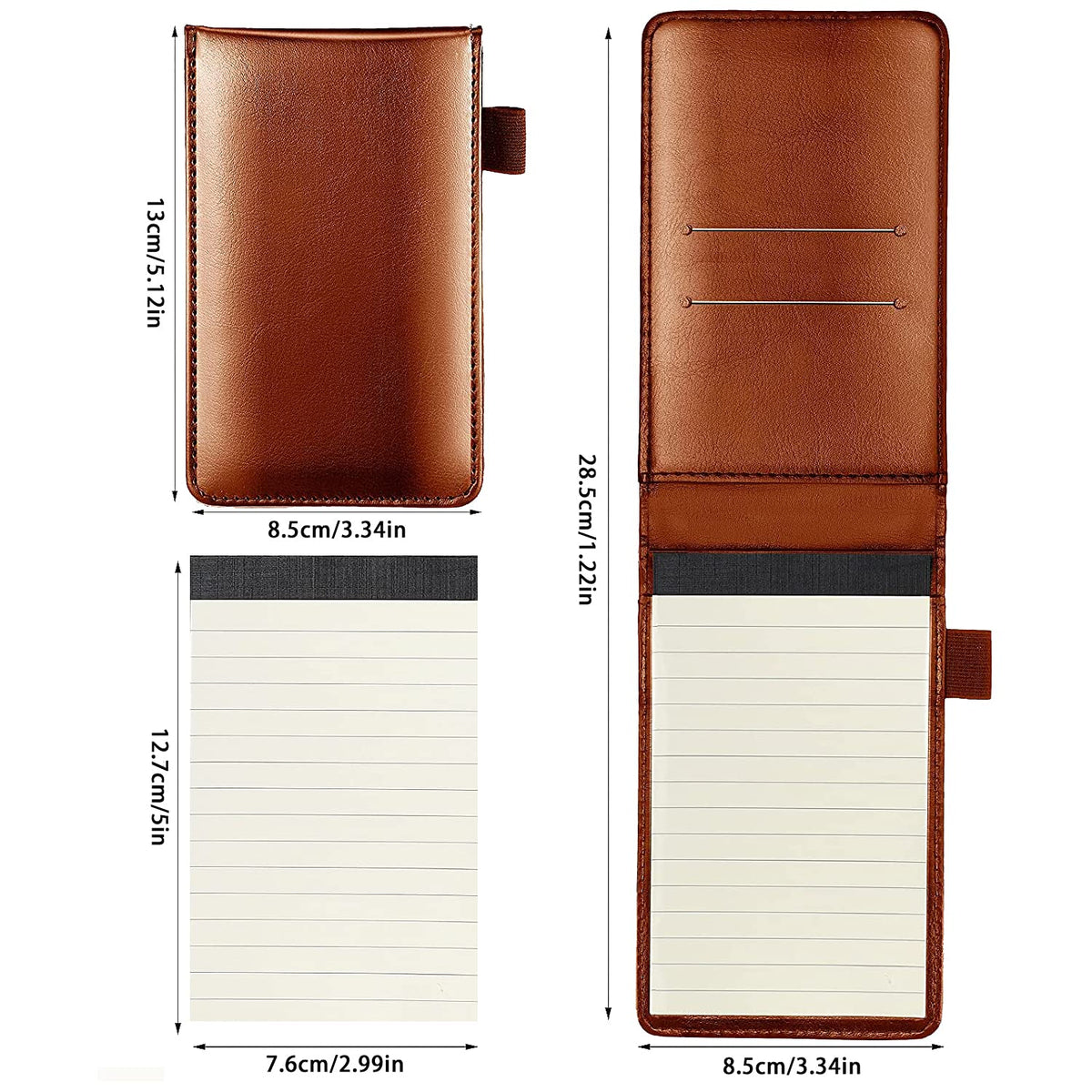 itechpanda 2 Pack Small Pocket PU Leather Business Notebook Cover Jotter Multifunction A7 Mini Notepad (Black + Brown)