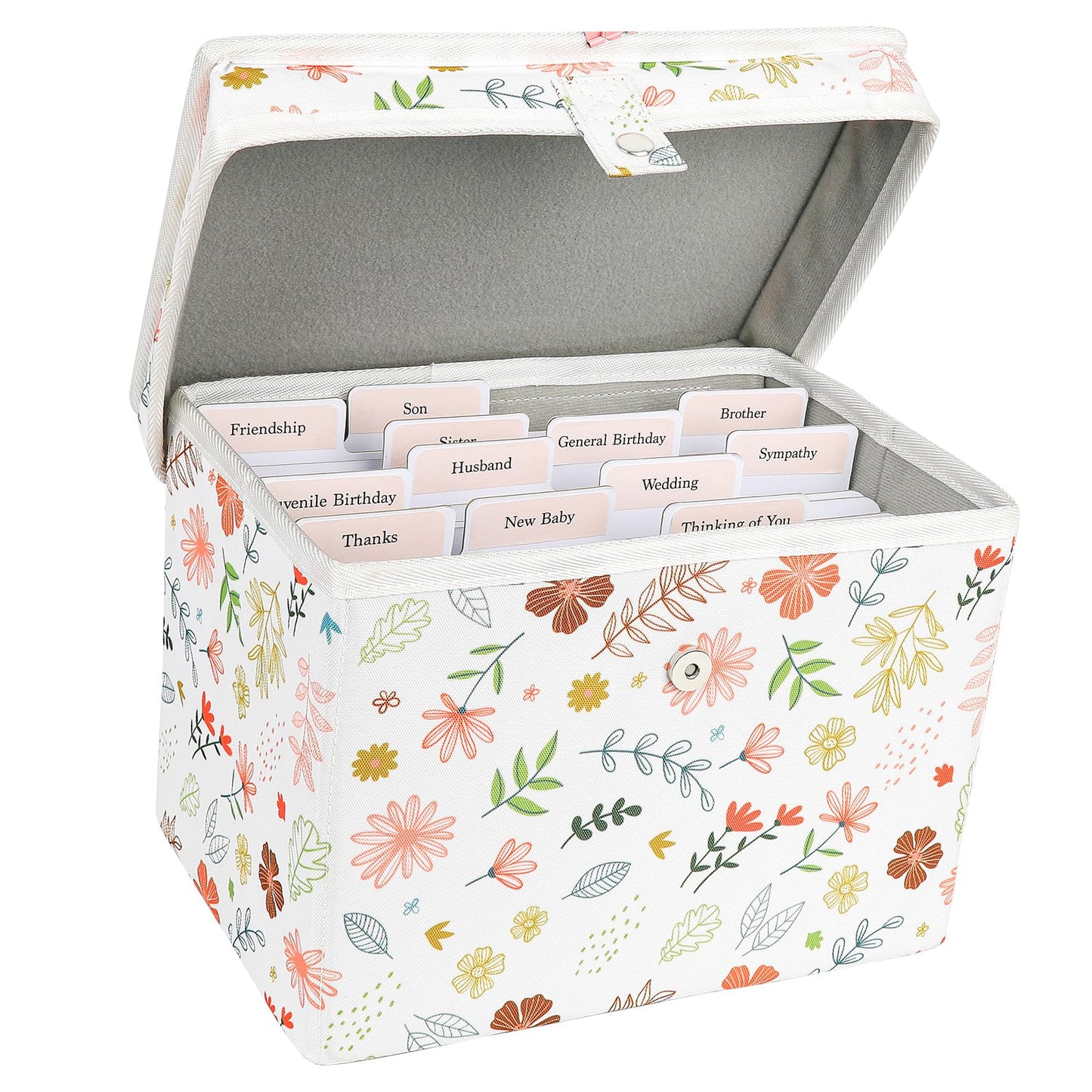 PZRLit Greeting Card Organizer Storage Box with 12 Removable Dividers - Store 140+ Cards, Ideal for Photos, Crafts, Envelopes, Scrapbooking, Paper, Stickers Holder