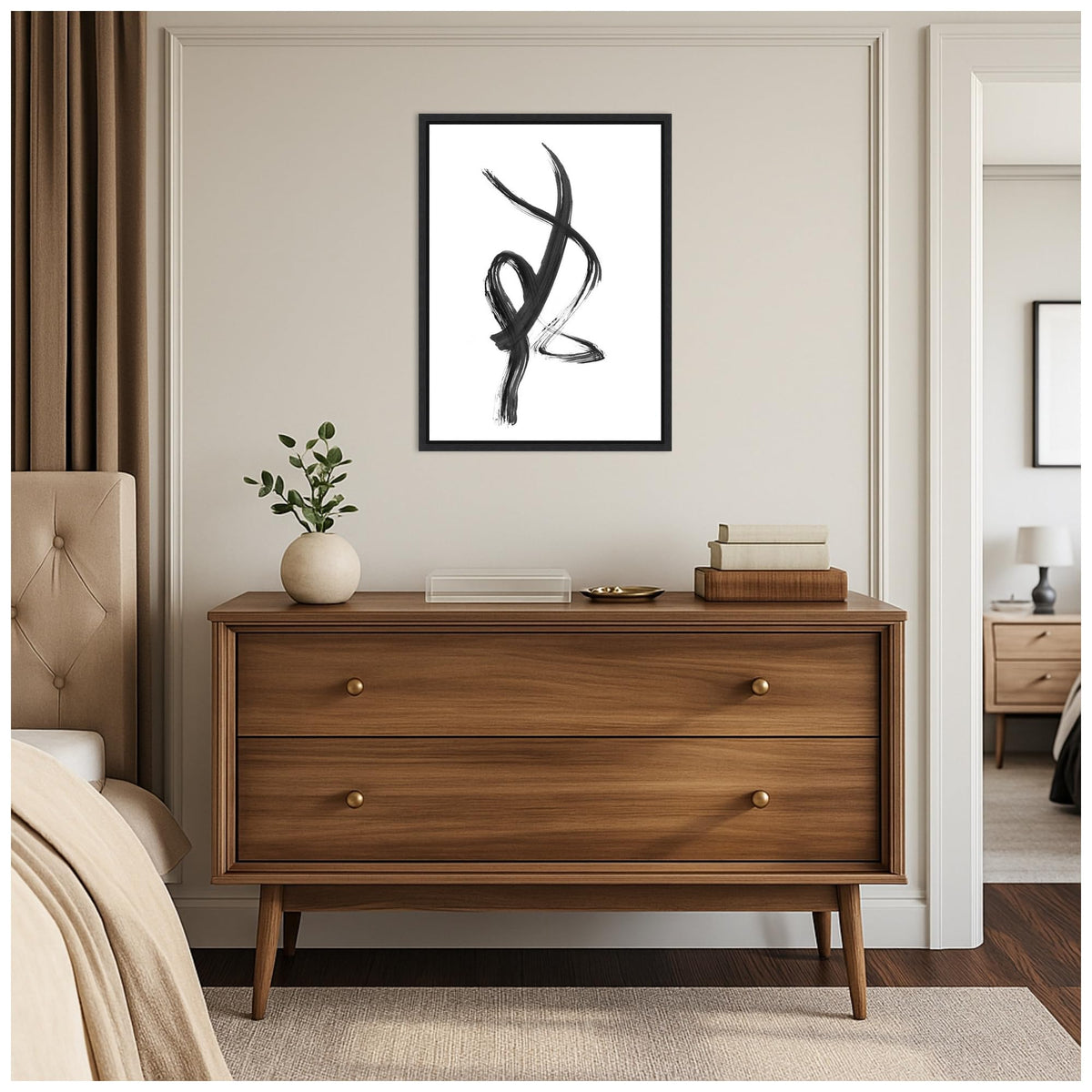 Amanti Art Framed Canvas Wall Art 24x18 Brush Stroke No. 1 FramedWall Art Canvas, Abstract Artwork, Modern Decor, Medium Poster for Living Room, Bedroom, Bathroom, Kitchen, Office