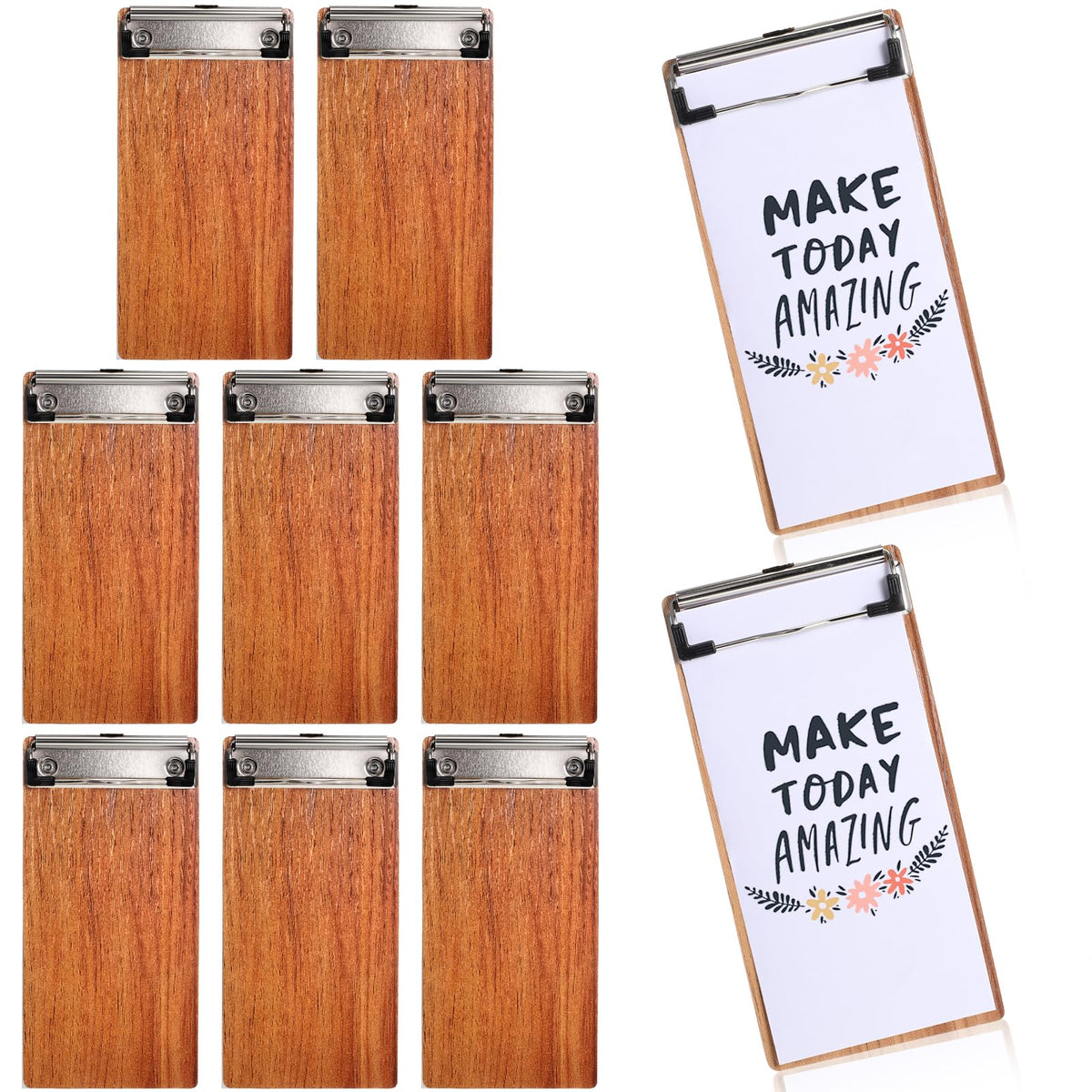Epakh 10 Pcs Mini Clipboard Small Clipboards Wooden Half Page Clipboard Wood Check Presenters Kids Clipboards for Restaurant School Waitress Guest Server Books Menu Holder, 8 x 4 Inch