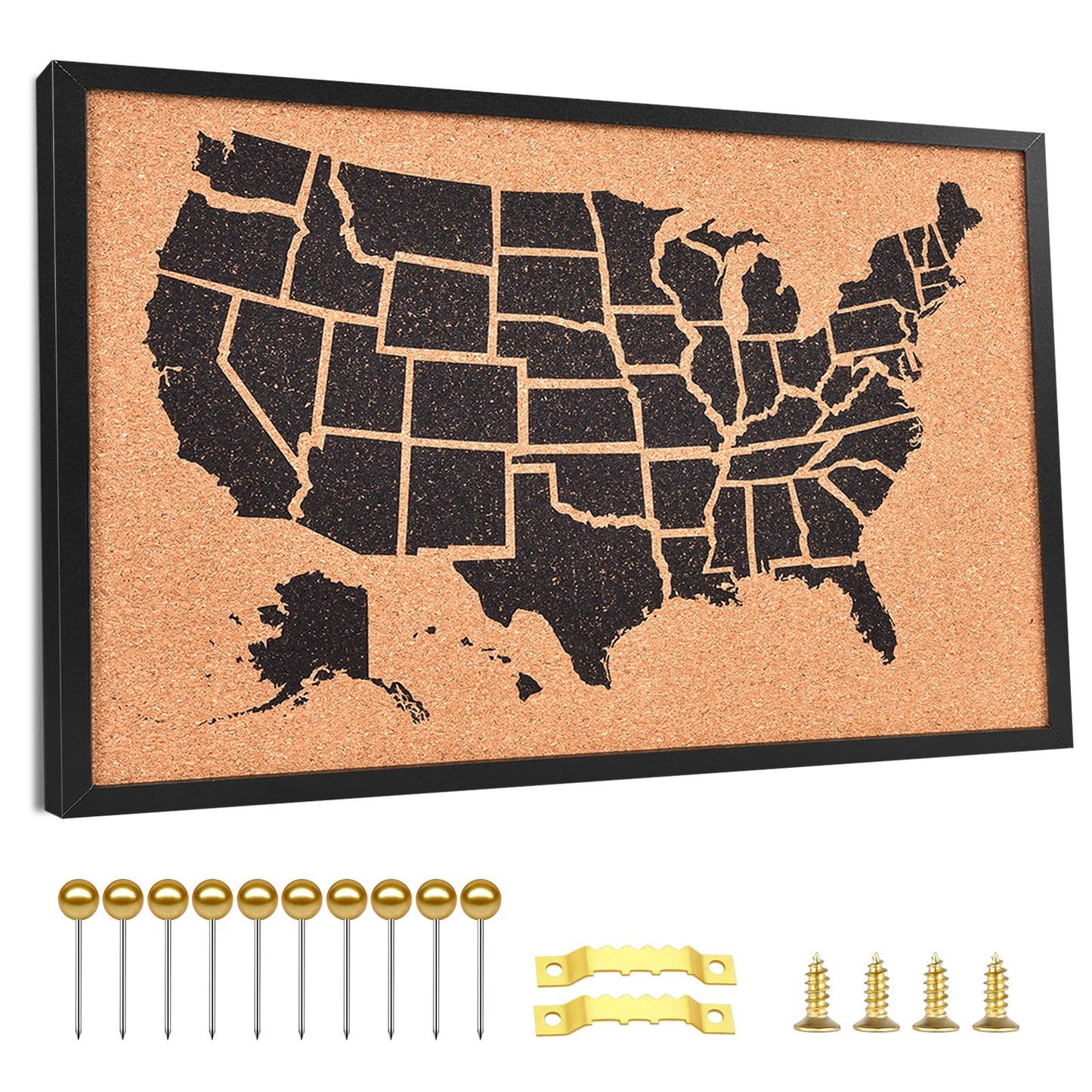 Aitakatta Cork Board United States MAP, USA Travel Tracker Map Bulletin Board, 30x20 Inches Pin Board, Classroom Geography & Home Decor, Corkboard with Push Pins(BK-US-MAP,5075,1p)