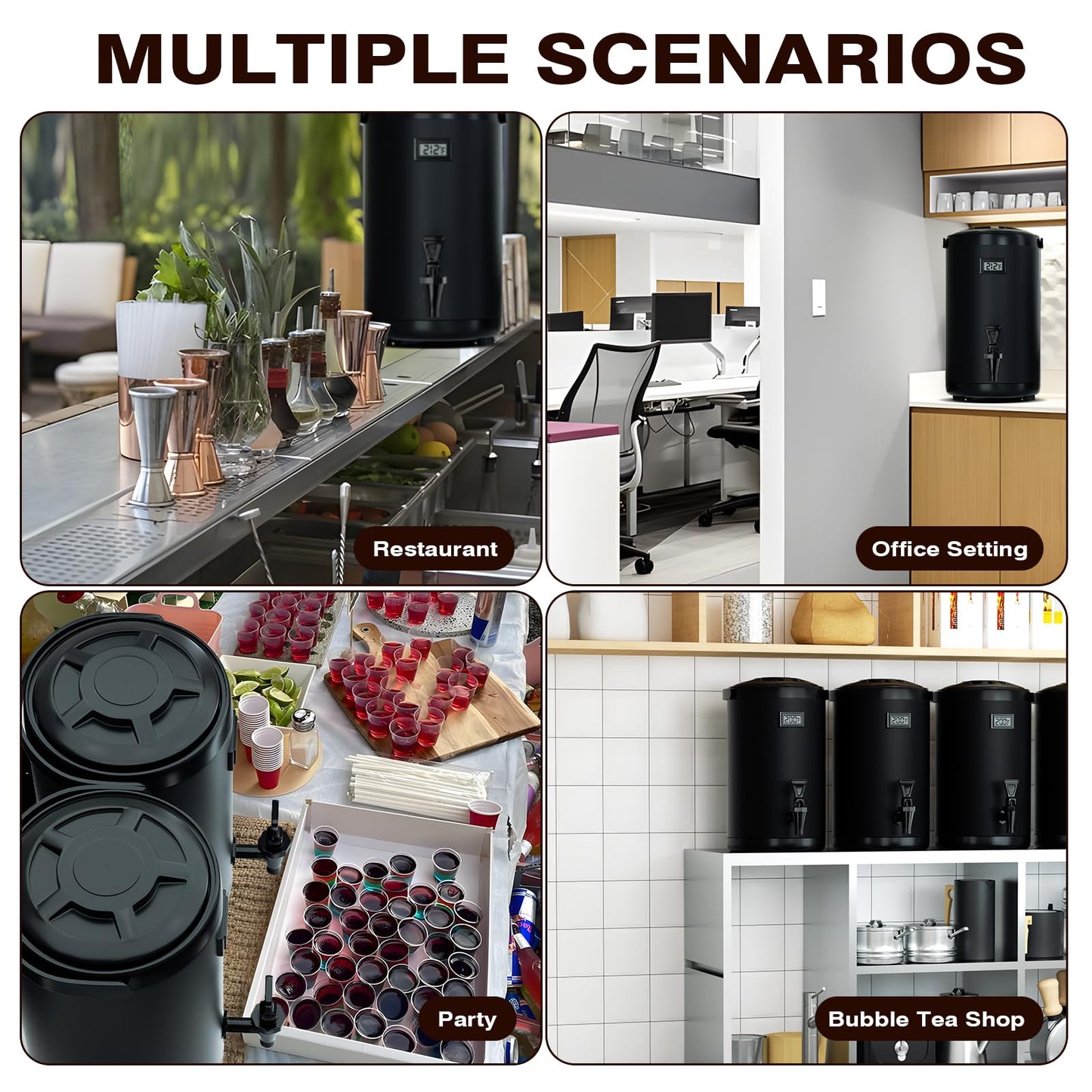 Insulated Beverage Dispenser-NON HEATING-75 Cup Cold Drink Beverage for Catering-Stainless Steel Iced Beverage Dispenser 12 L/3.2 Gallon Coffee Dispenser with Spigot for Tea,Juice (black)