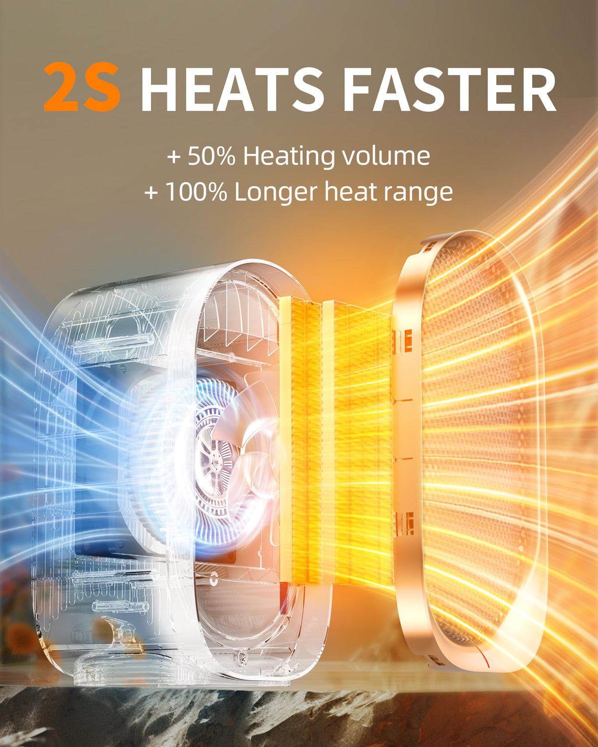 Space Heater, Portable Heater for Indoor Use, Small Electric Heaters with Overheat & Tip-Over Protection, Mini Desk Heaters for Office Bedroom Bathroom, Compact & Efficient Heating, White