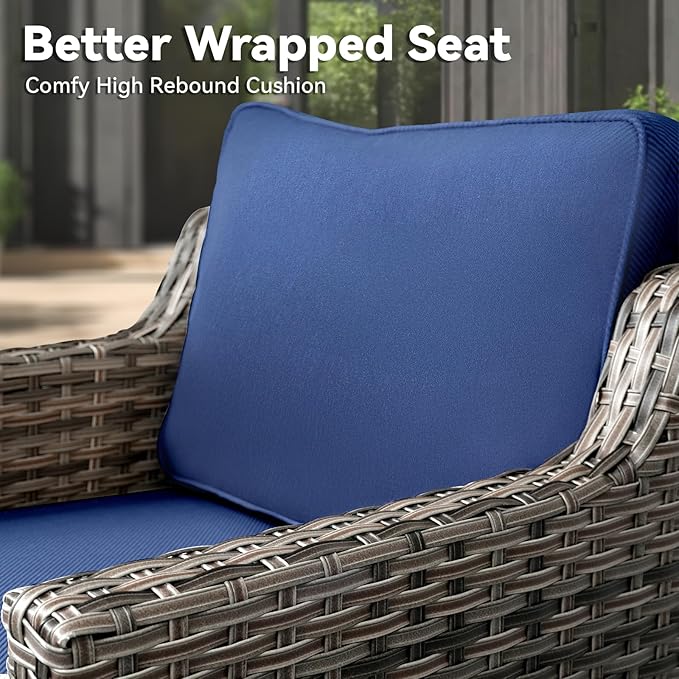 3 Pieces Patio Furniture Sets-Outdoor PE Rattan Wicker Chairs