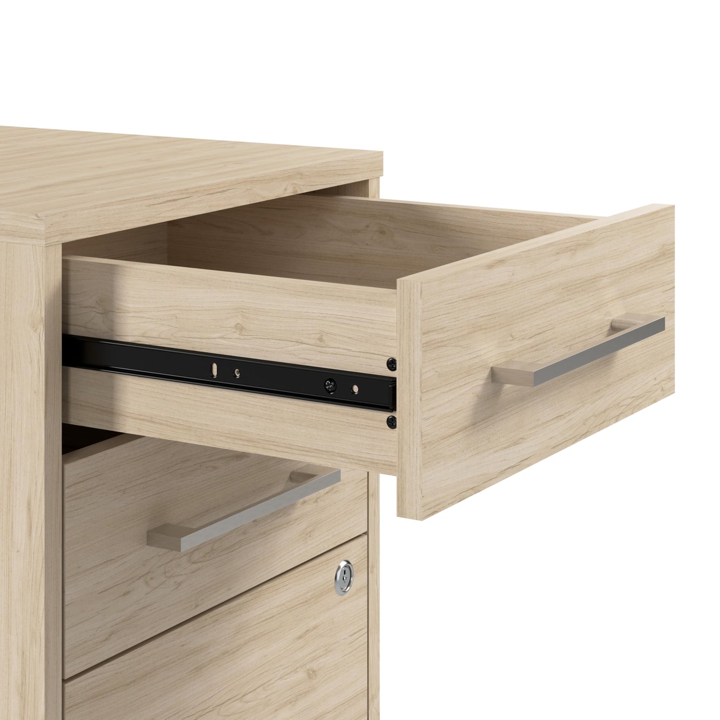 Bush Business Furniture Hustle Office Storage Cabinet with Wheels in Natural Elm, Mobile Organization Unit for Home and Professional Workspace