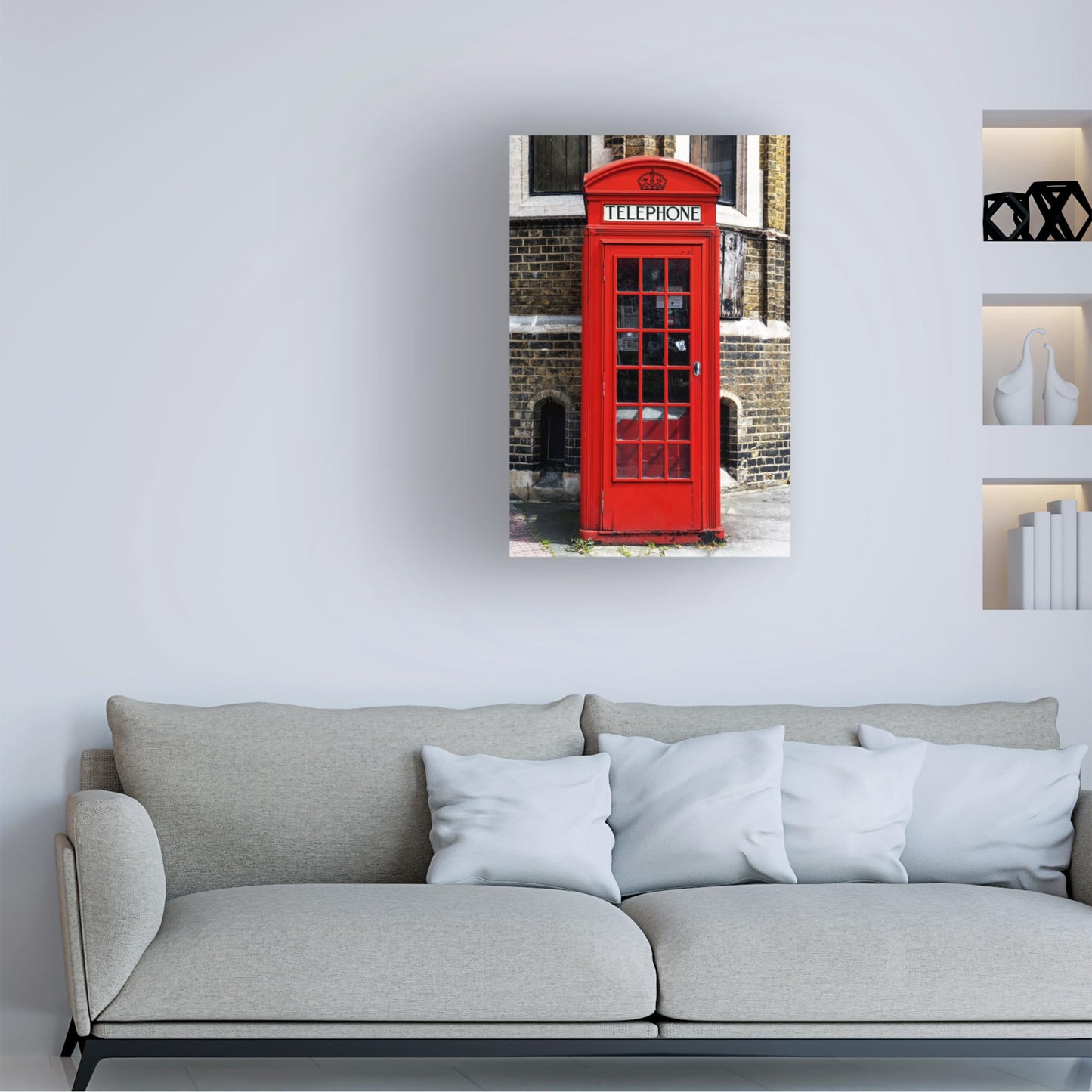 Wrapped Canvas Wall Art - Philippe Hugonnard 'English Phone Booth London' Wall Art for Living Room, Bedroom, or Office Décor - 30x47