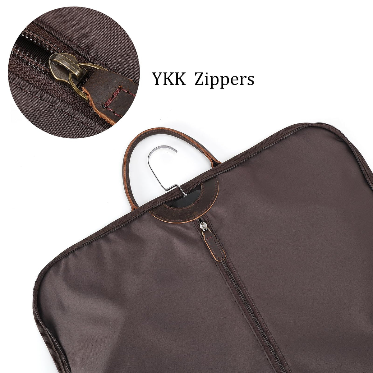 Polare Waxed Canvas Full Grain Leather Trim Garment Carry On Bag for Travel, Foldable Hanging Suitcase Weekender Dust-Proof Garment Waterproof Cover with YKK Zipper and Adjustable Strap